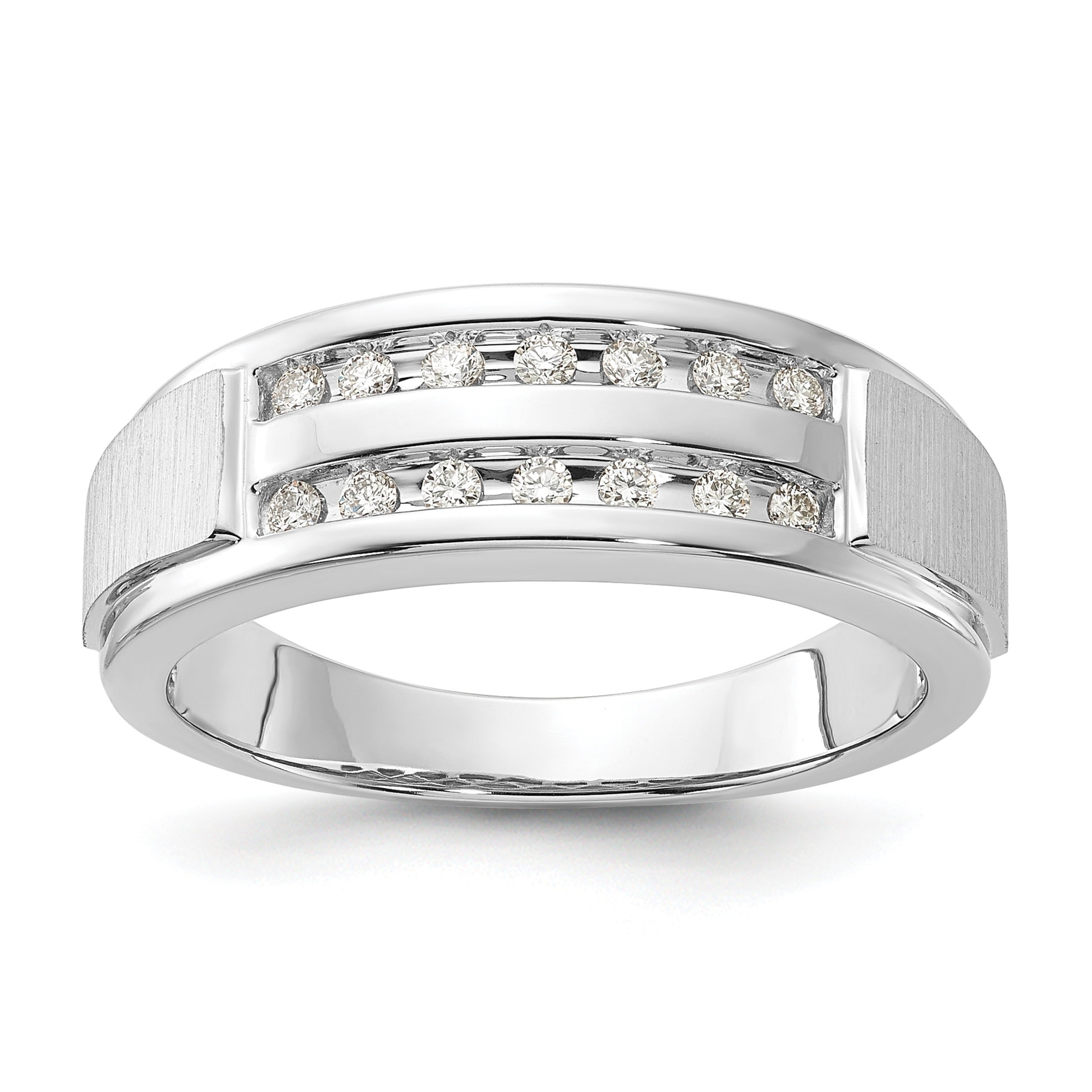 10k White Gold 1/5 ct Lab Grown Diamond Double Row Band Ring
