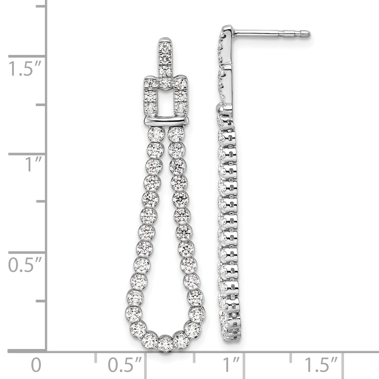 14k White Gold Lab Grown Diamond Dangle Loop Earrings