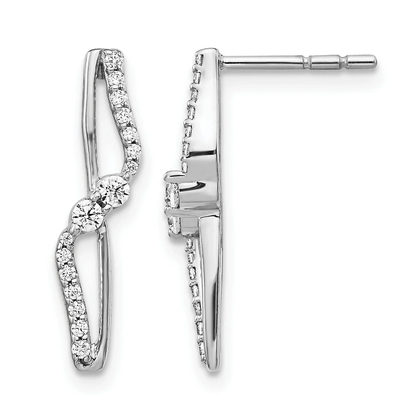 14k White Gold Lab Grown Diamond Fashion Post Earrings - Fine Diamond