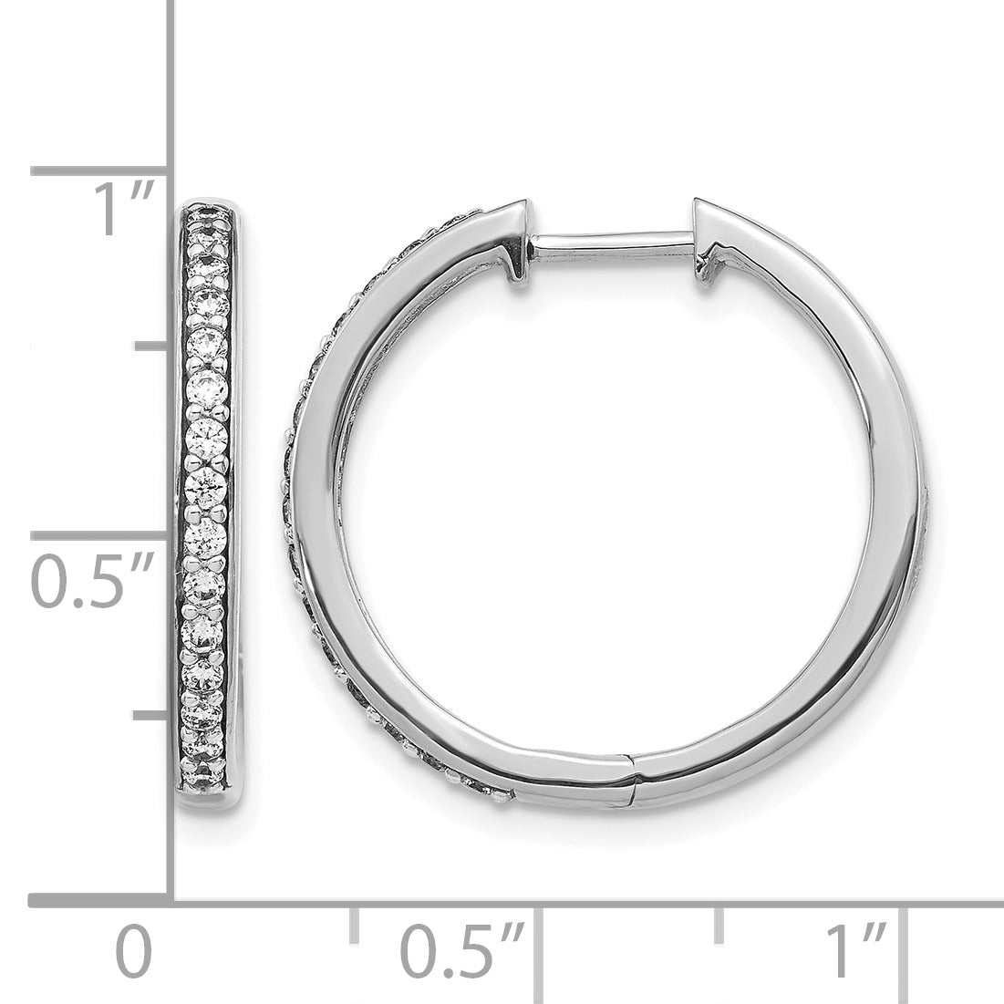 14K Gold Round Lab Grown Diamond Hinged Hoop Earrings
