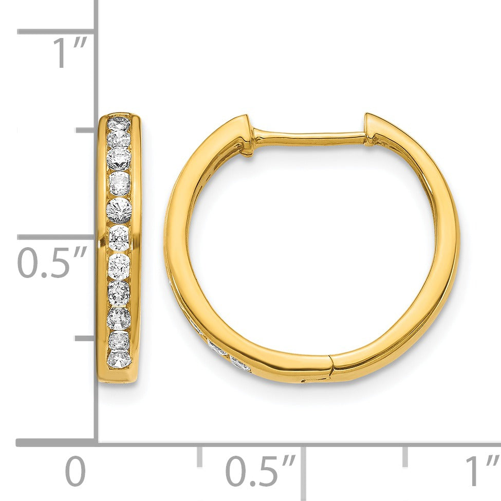 14K Yellow Gold Lab Grown Diamond Hinged Tennis Hoop Earrings