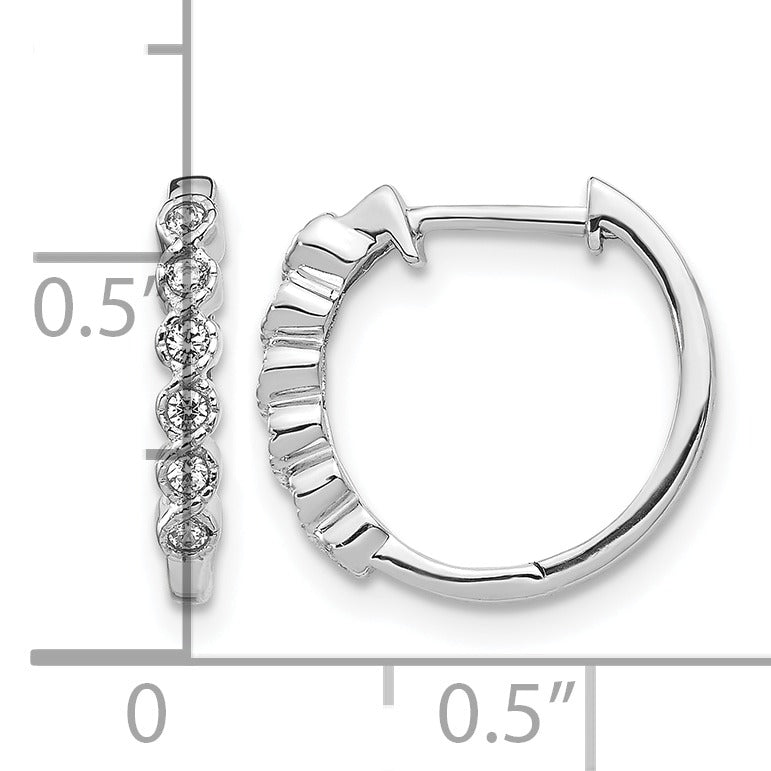14K White Gold Lab Grown Diamond Hinged Hoop Earrings
