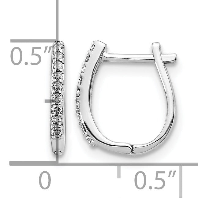 14K White Gold Lab Grown Diamond Hinged Hoop Earrings