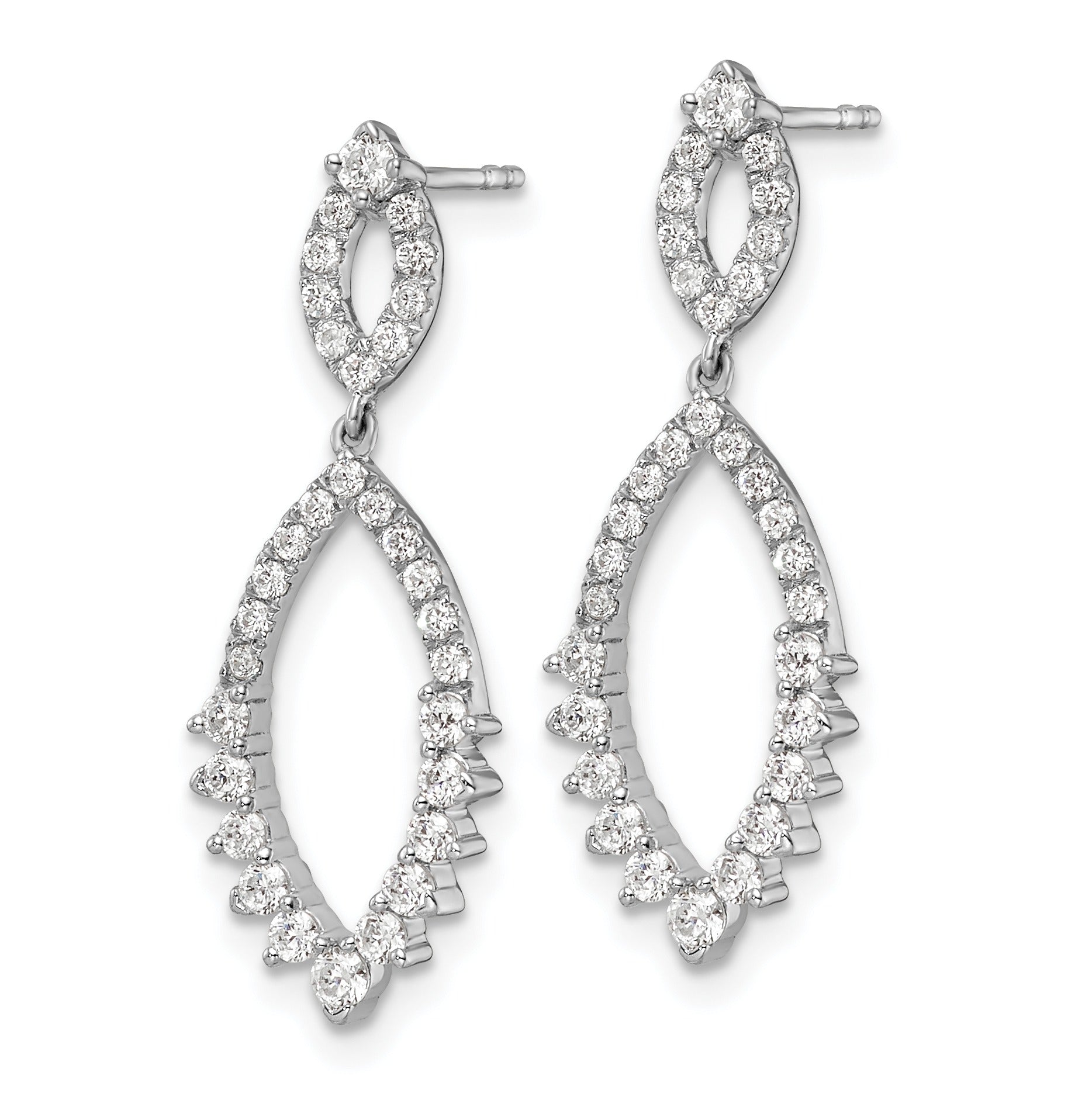 14k White Gold Lab Diamond Fashion Dangle Post Earrings
