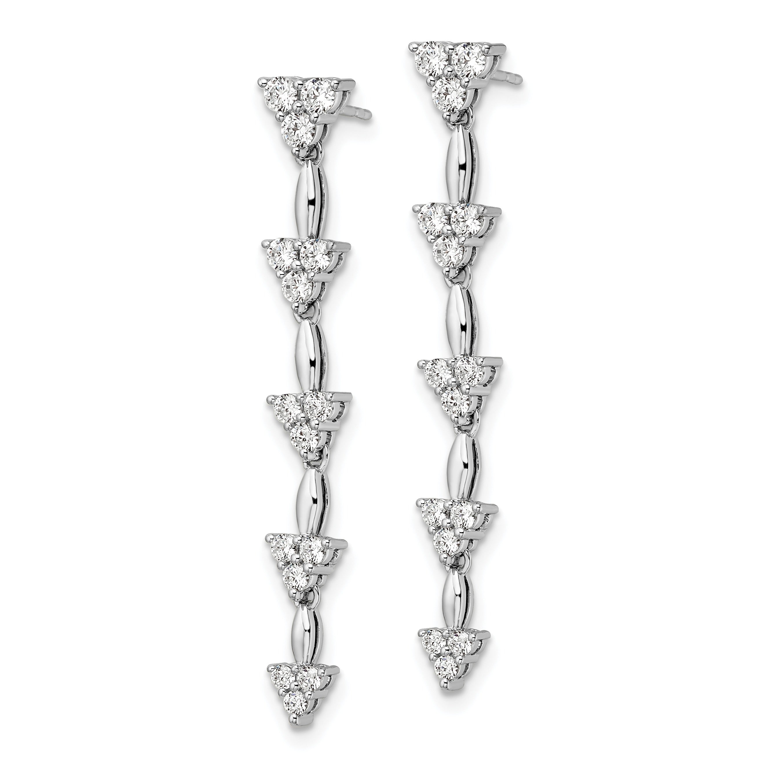 14k White Gold Lab Grown Diamond Dangle Cluster Post Earrings