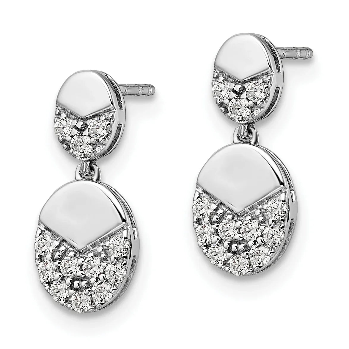 14k White Gold Lab Grown Diamond Dangle Earrings - Fine Diamond