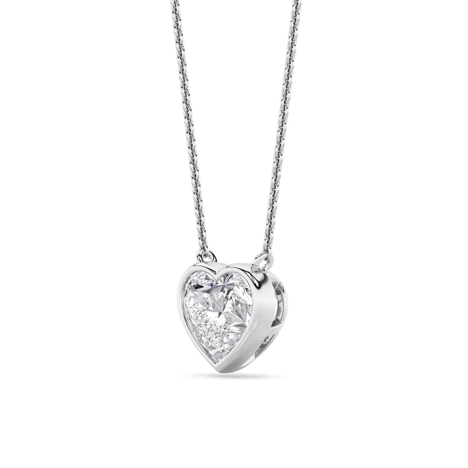 Heart Lab Grown Diamond (F/VS ) Prong 14K White Gold Pendant Necklace