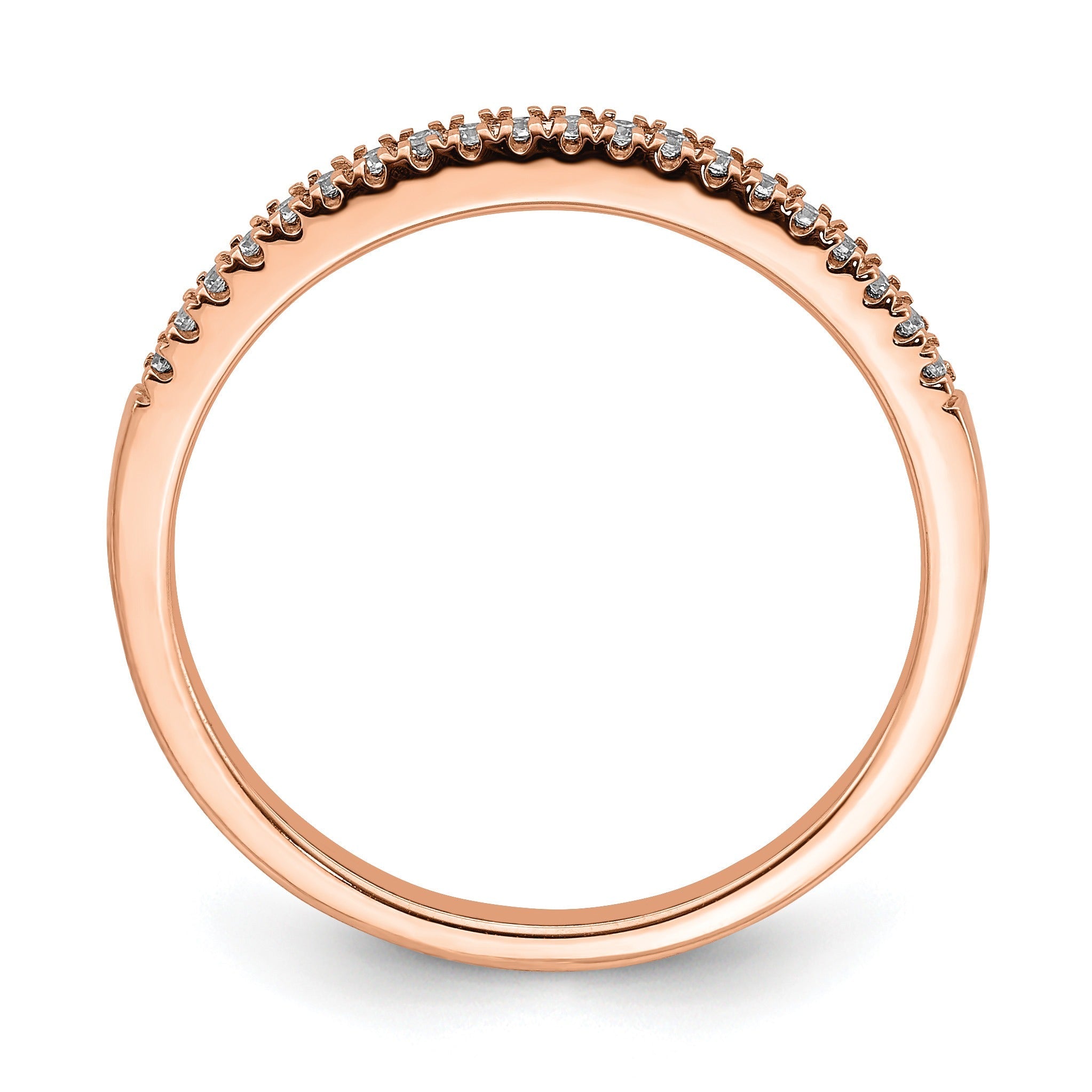 0.07 Ct Round Lab Grown Diamond Pavé 14K Rose Gold Pure Serenity Wedding Enhancer Band