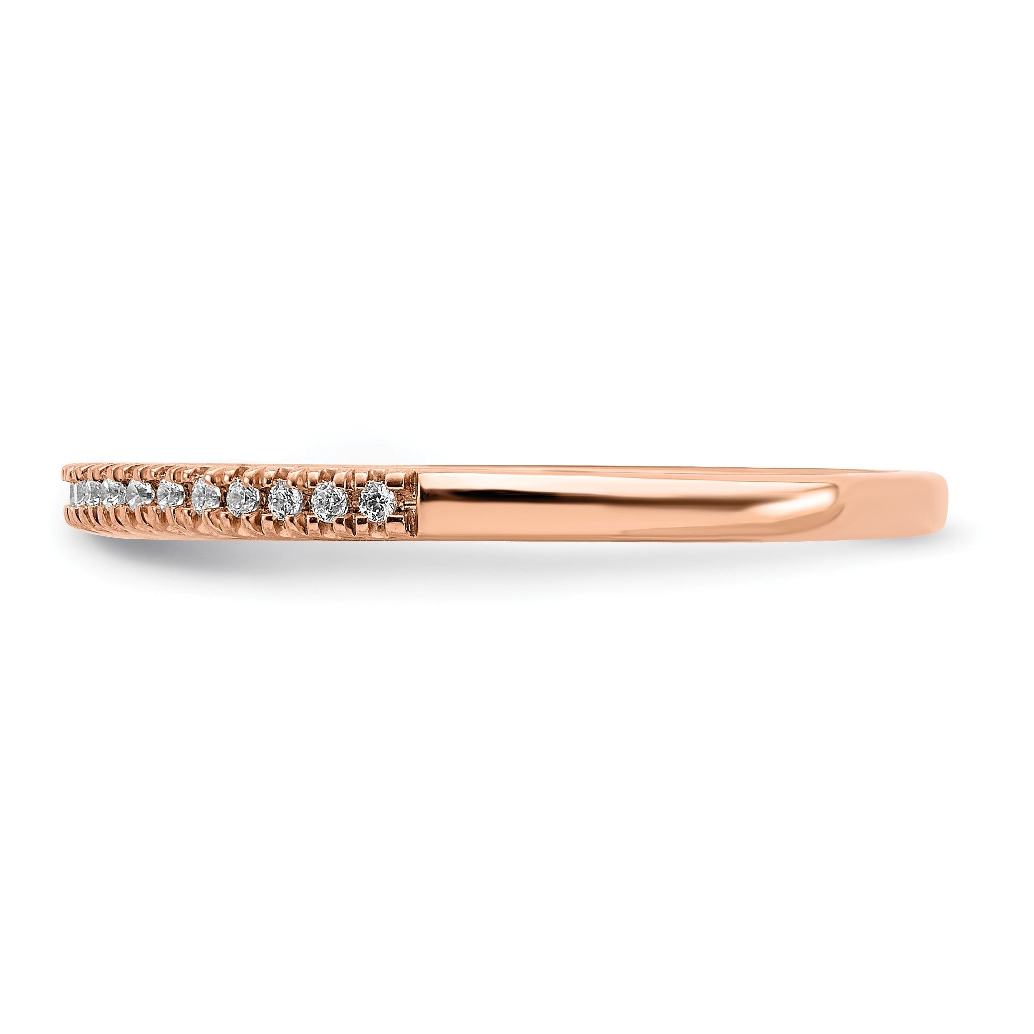 0.07 Ct Round Lab Grown Diamond Pavé 14K Rose Gold Pure Serenity Wedding Enhancer Band