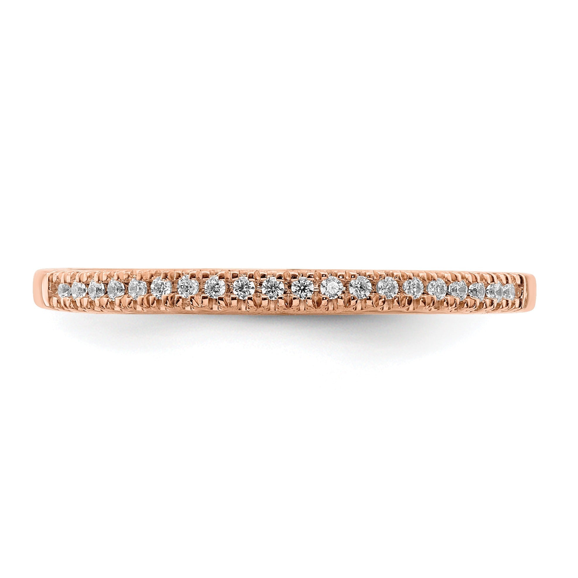 0.07 Ct Round Lab Grown Diamond Pavé 14K Rose Gold Pure Serenity Wedding Enhancer Band