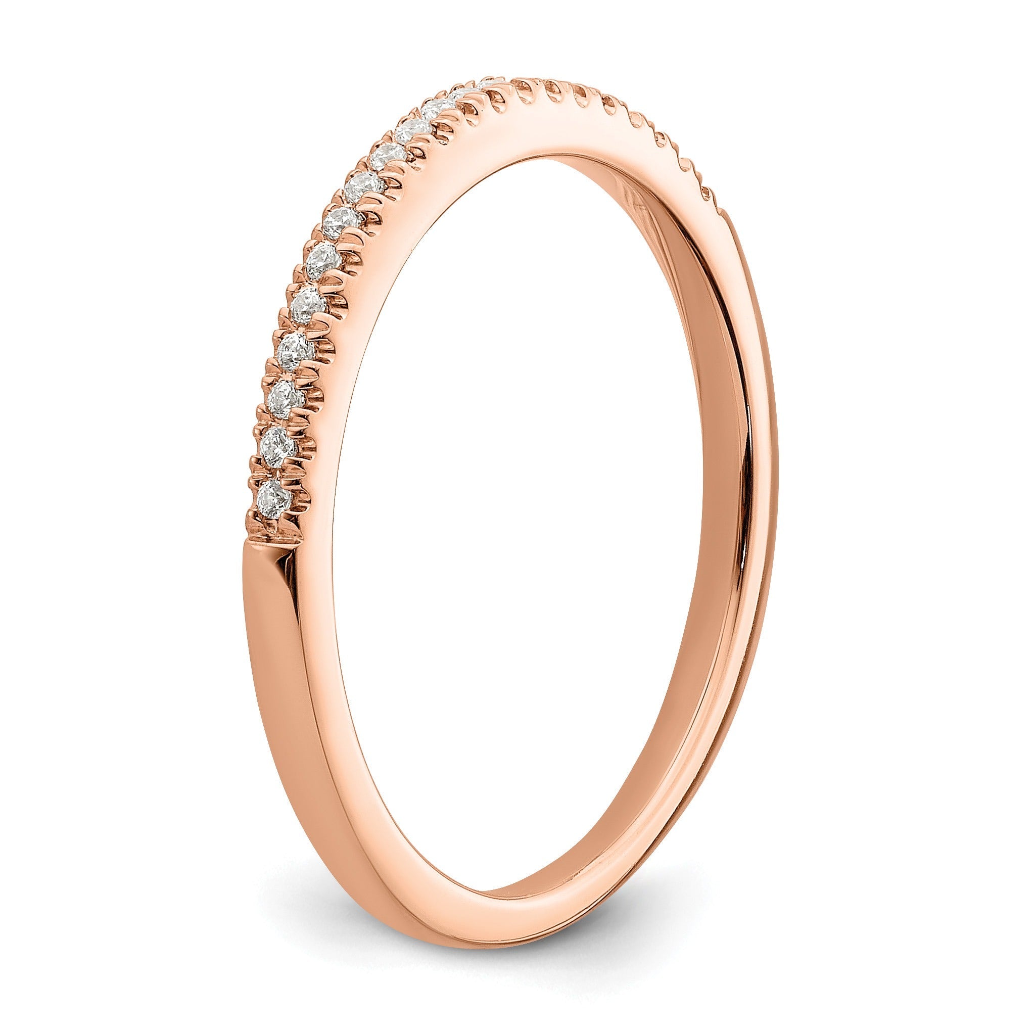 0.07 Ct Round Lab Grown Diamond Pavé 14K Rose Gold Pure Serenity Wedding Enhancer Band