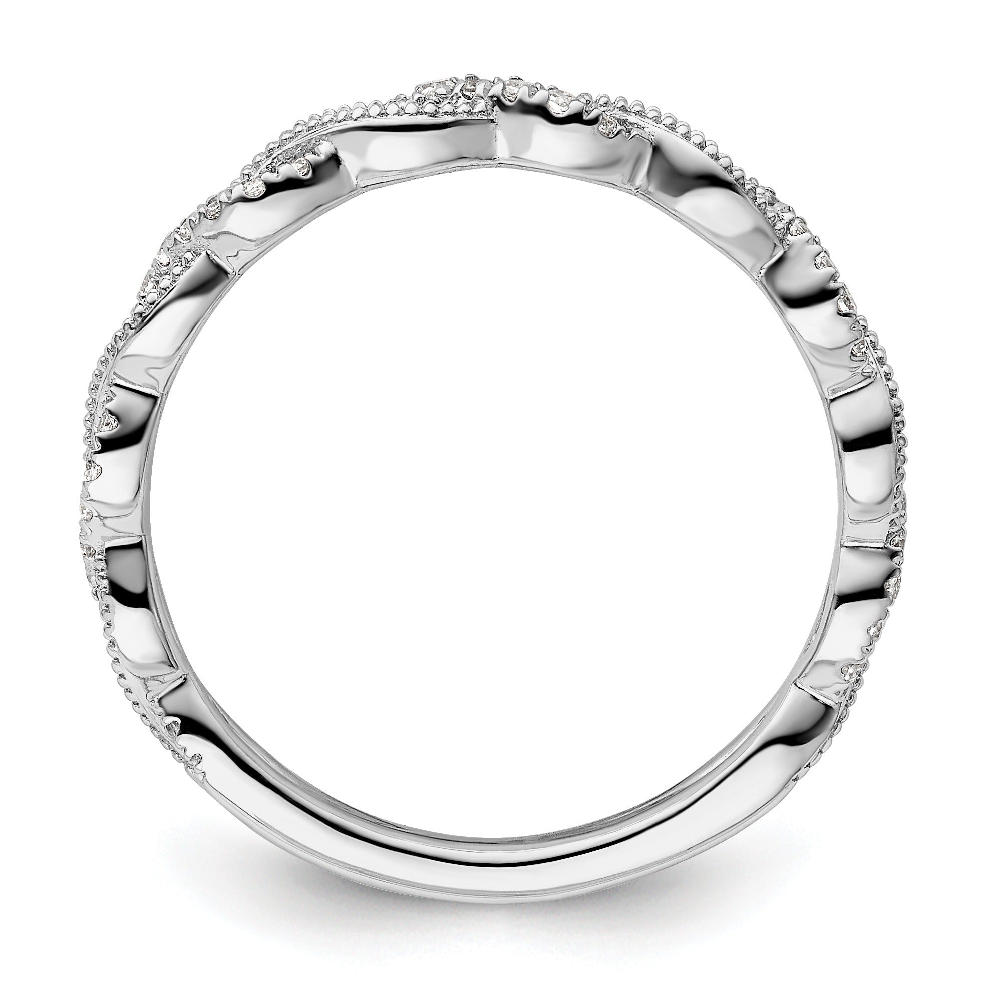0.16 Ct Round Lab Grown Diamond Pavé 14K White Gold Twist Wedding Enhancer Band