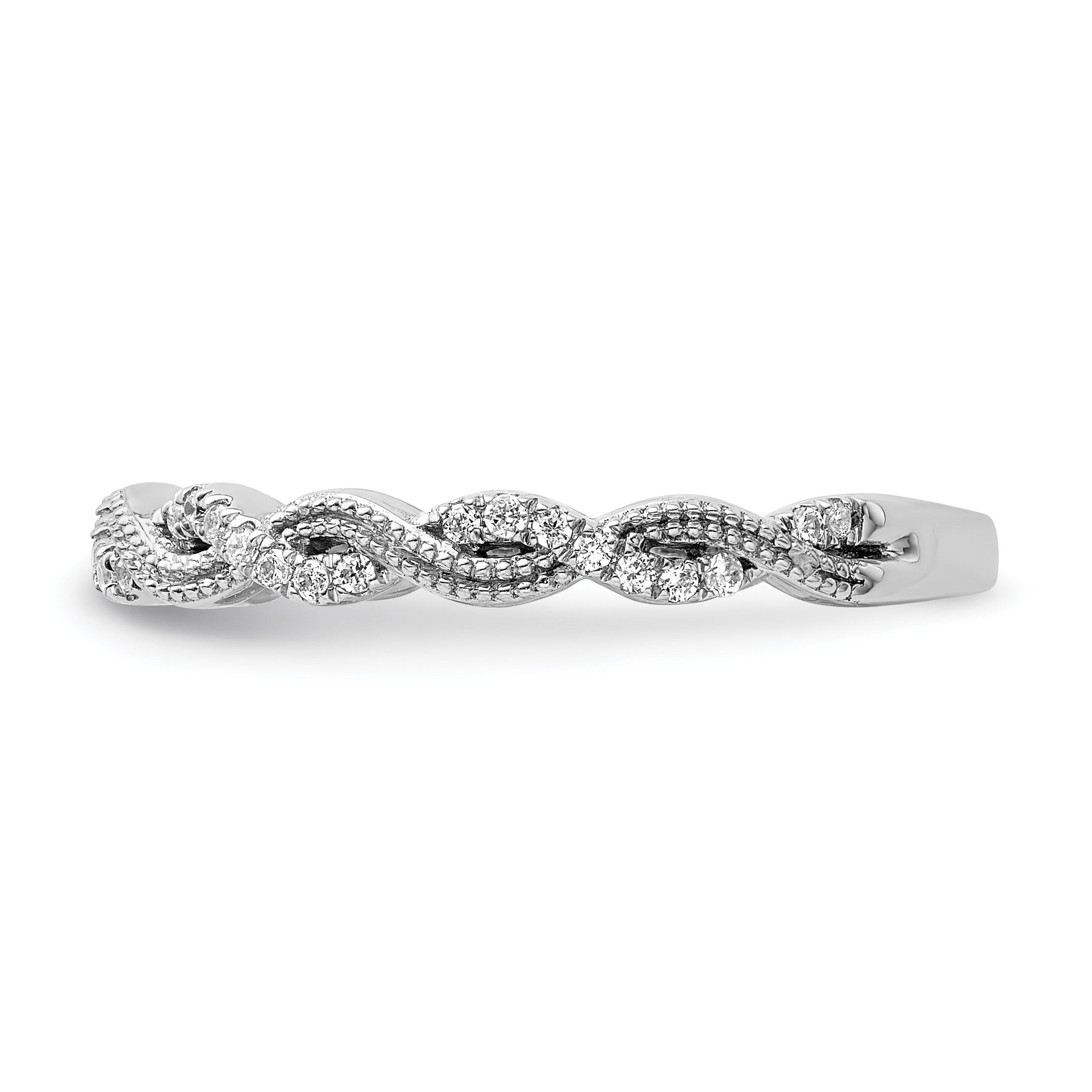 0.16 Ct Round Lab Grown Diamond Pavé 14K White Gold Twist Wedding Enhancer Band