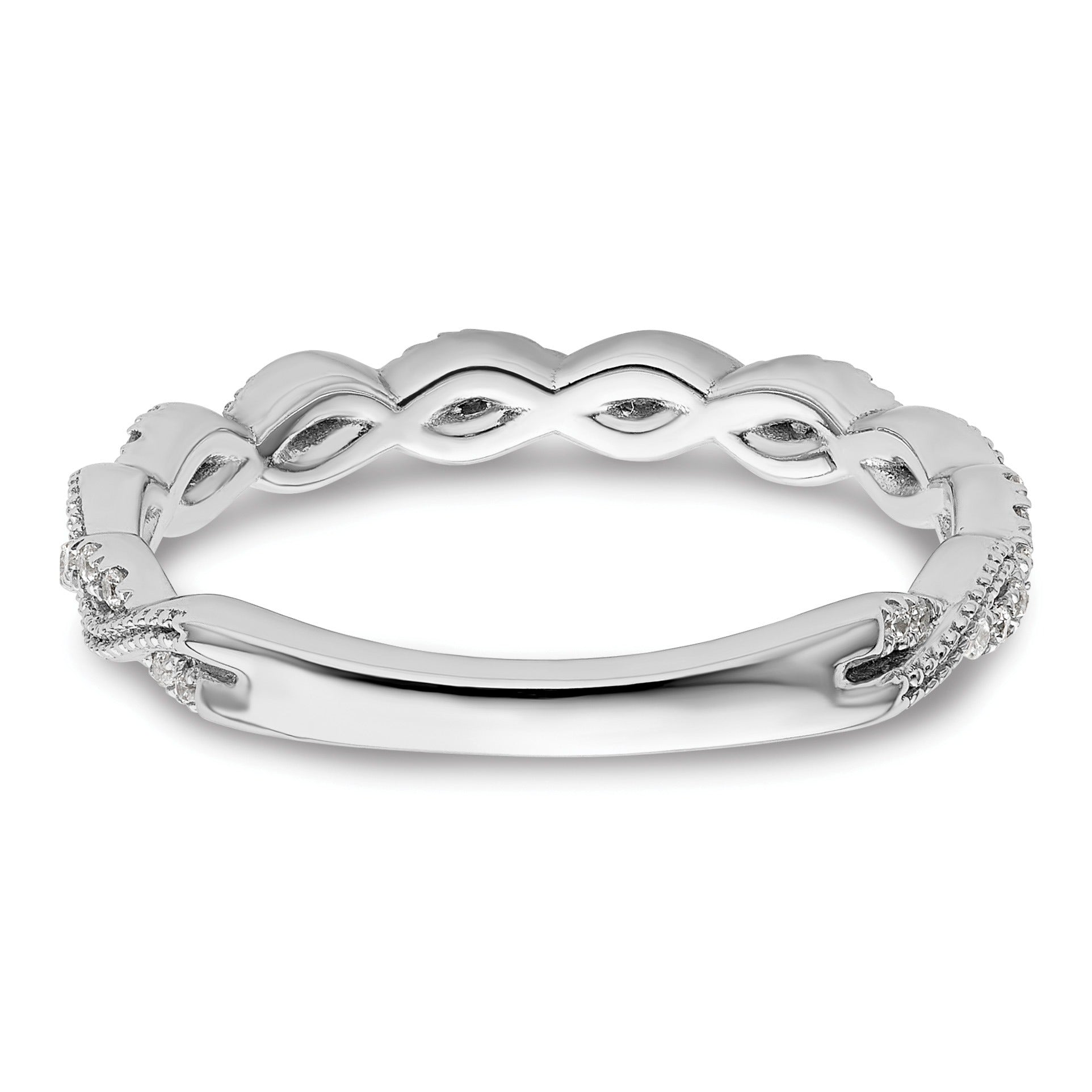 0.16 Ct Round Lab Grown Diamond Pavé 14K White Gold Twist Wedding Enhancer Band