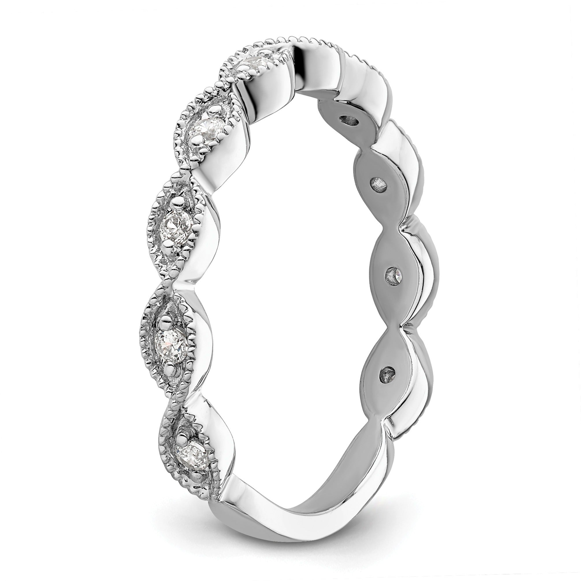 0.16 Ct Round Lab Grown Diamond Bezel 14K White Gold Wedding Enhancer Band