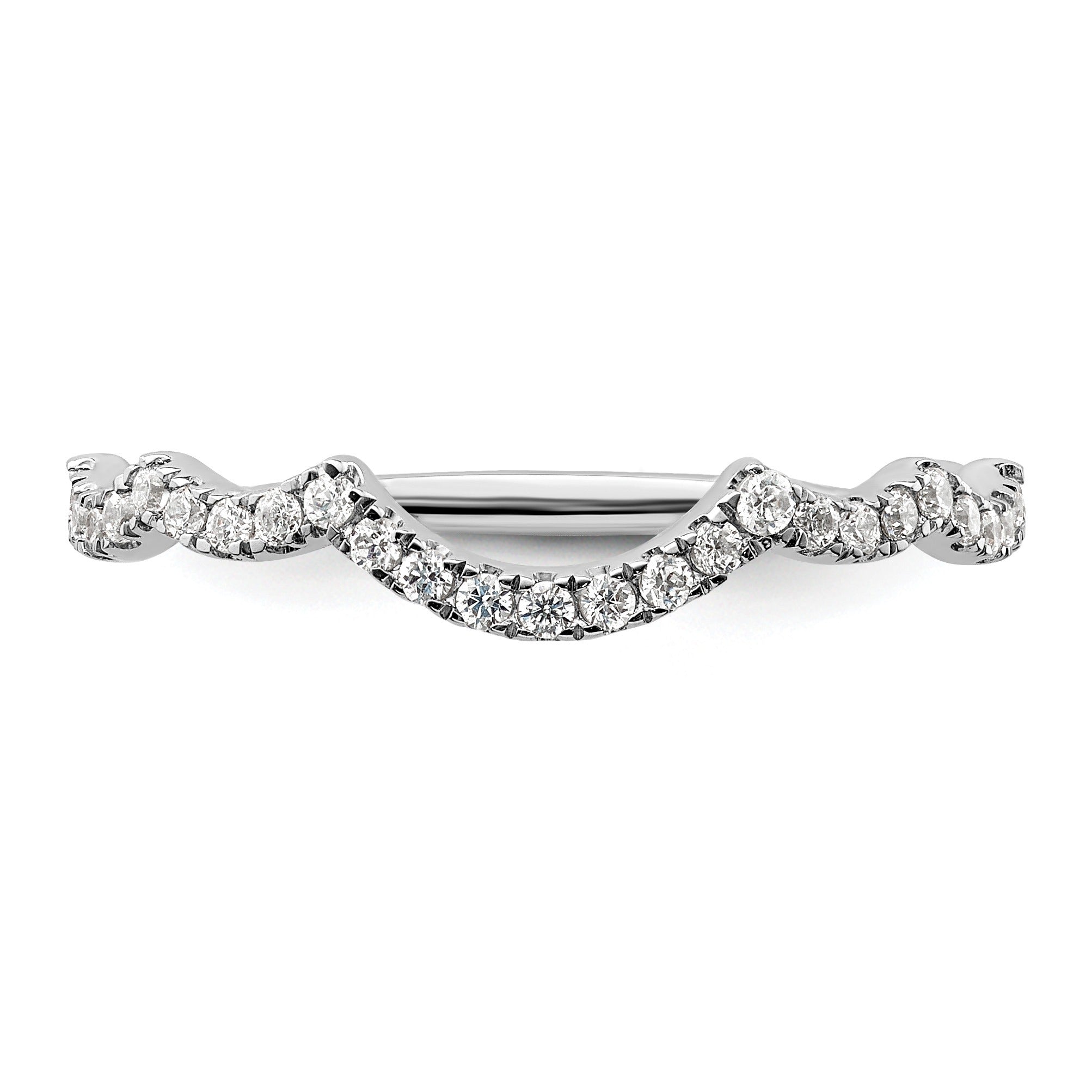 0.33 Ct Round Lab Grown Diamond Pavé 14K White Gold Curved Wedding Enhancer Band