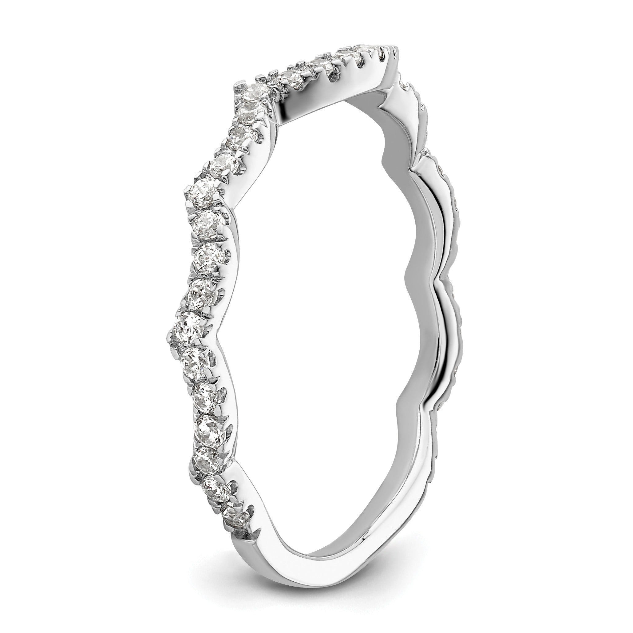 0.33 Ct Round Lab Grown Diamond Pavé 14K White Gold Curved Wedding Enhancer Band