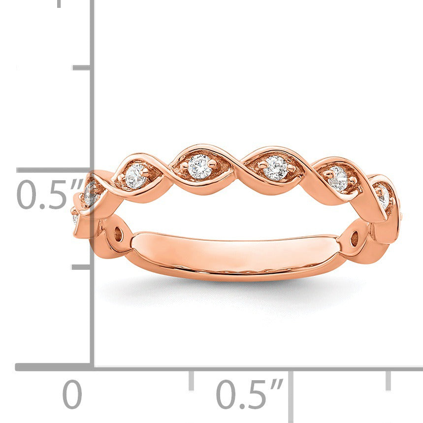 0.20 Ct Round Lab Grown Diamond Bezel 14K Rose Gold Twist Wedding Enhancer Band