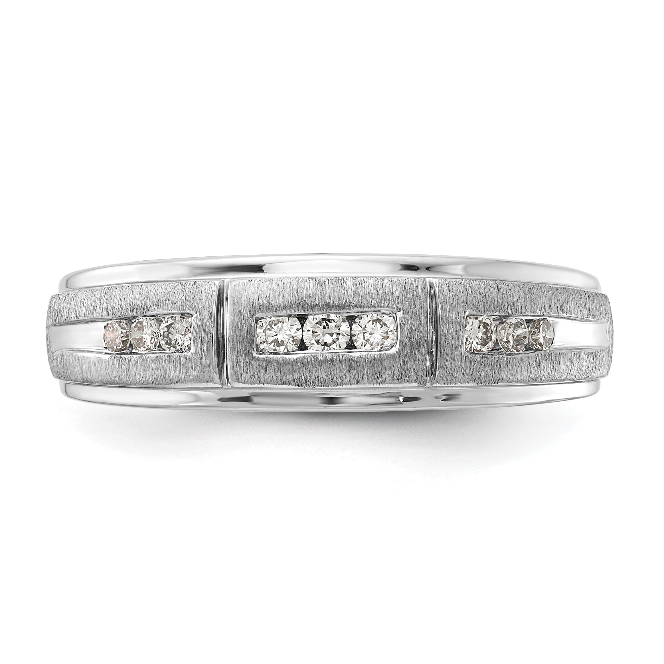 Lab Diamond Step-Edged Channel-Set Diamond Wedding Men's Ring 10k White Gold