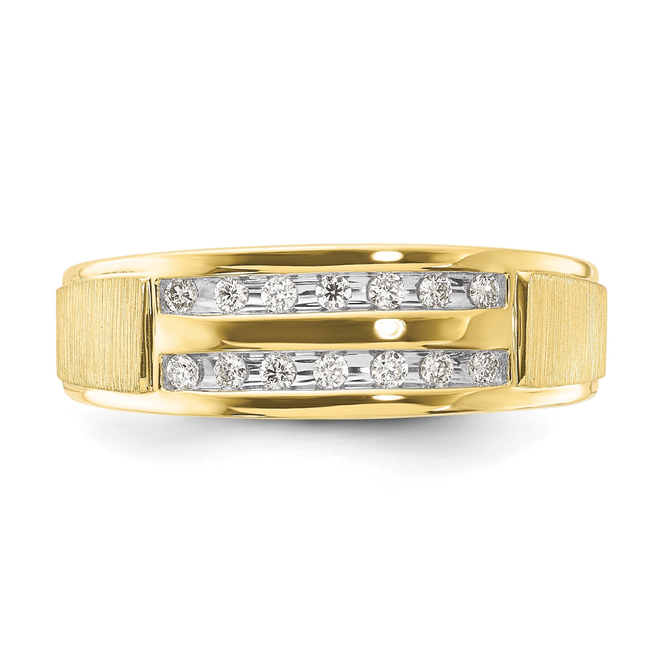 10k  Gold Lab Grown Diamond Double Row Men's Ring 1/5 ct