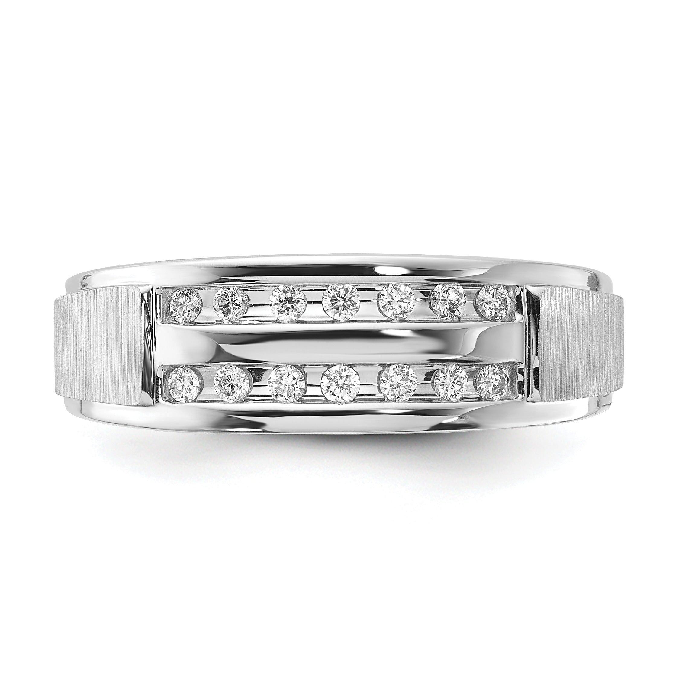 10k White Gold 1/5 ct Lab Grown Diamond Double Row Band Ring
