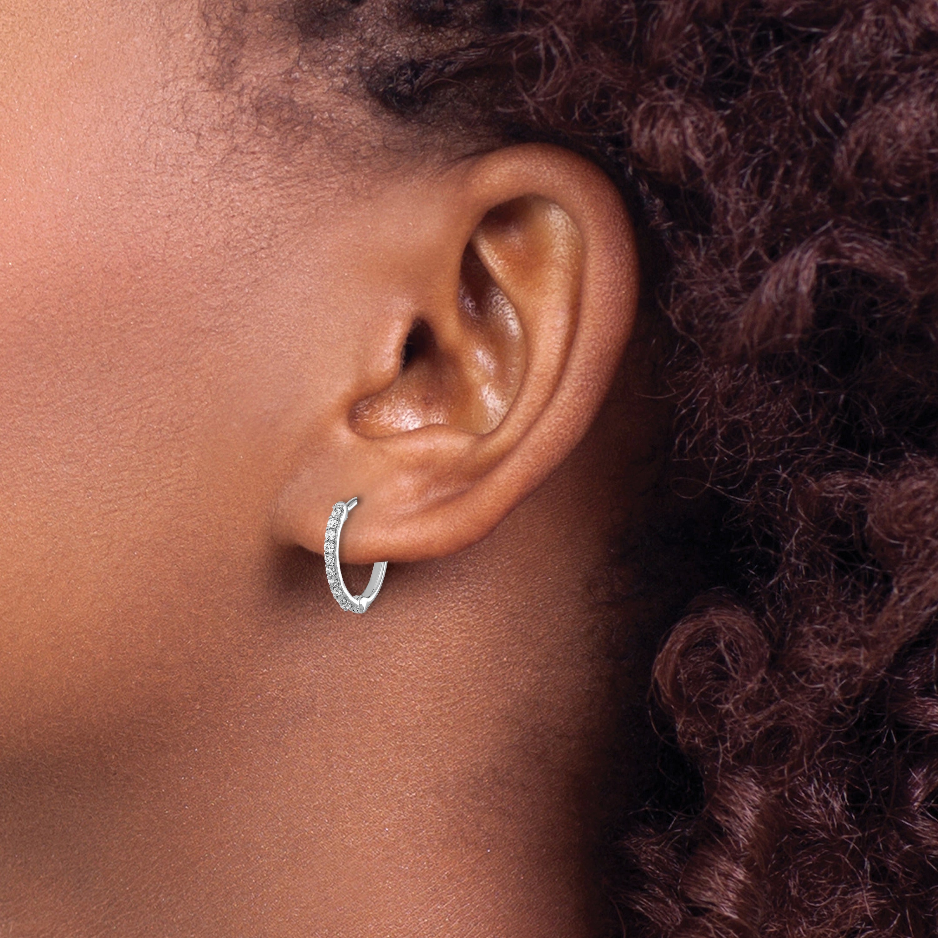 14k Gold Lab Grown Diamond Hinged Hoop Earrings