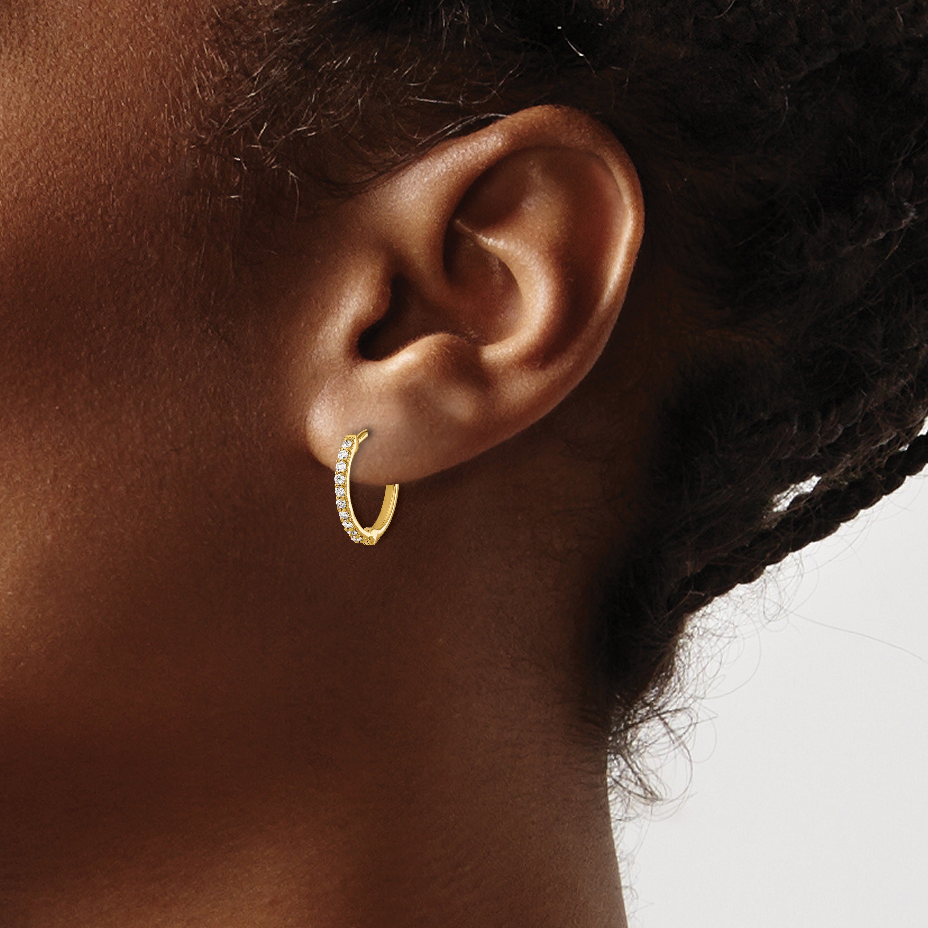 14k Gold Lab Grown Diamond Hinged Hoop Earrings