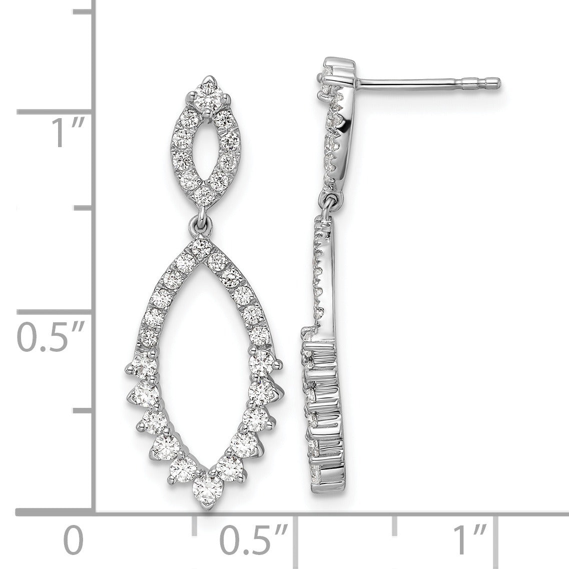 14k White Gold Lab Diamond Fashion Dangle Post Earrings