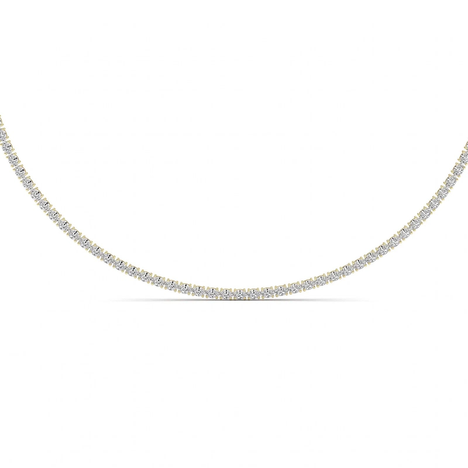 Oval (F/VS) Lab Grown Diamond Prong 14K Yellow Gold Classic Eternity Tennis Necklace