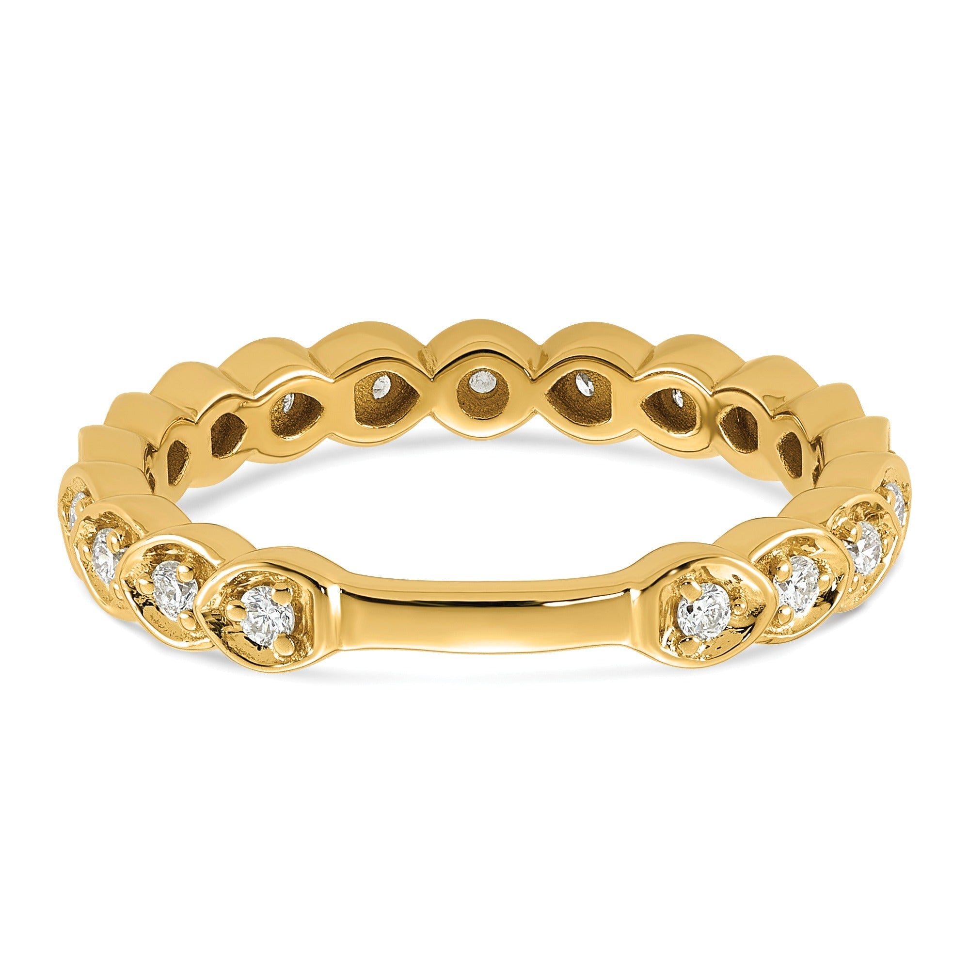0.25 Ct Round Lab Grown Diamond Bezel 14K Yellow Gold Wedding Enhancer Band