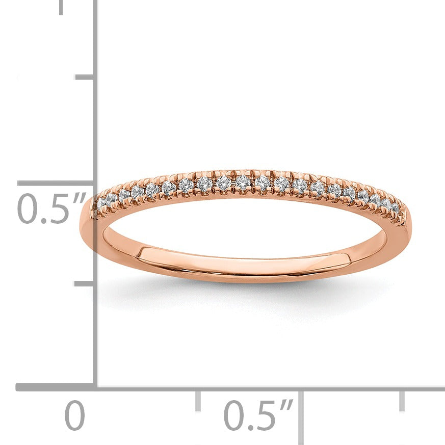 0.07 Ct Round Lab Grown Diamond Pavé 14K Rose Gold Pure Serenity Wedding Enhancer Band