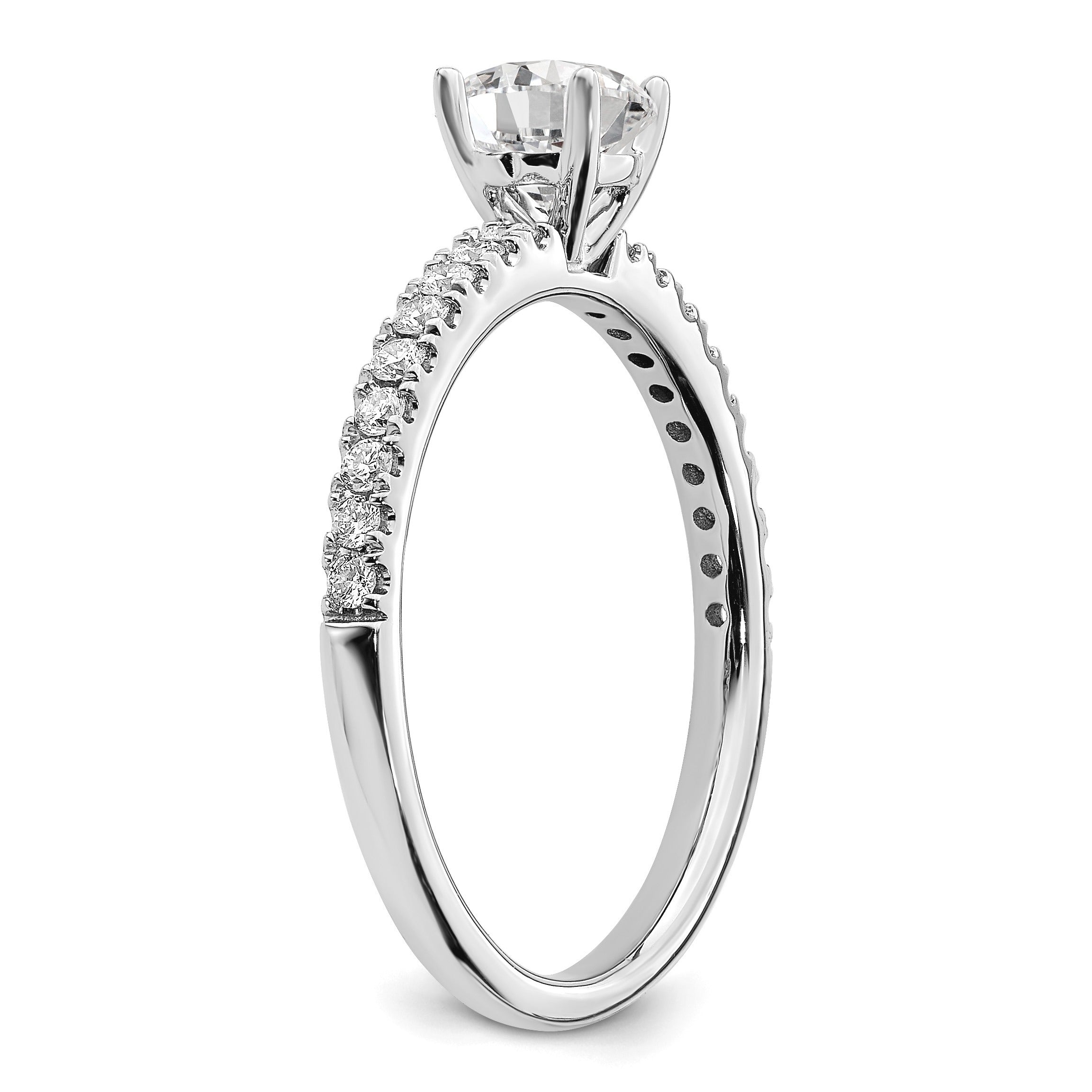 14k White Gold Lab Grown Diamond Round Engagement Ring 0.75 Ct