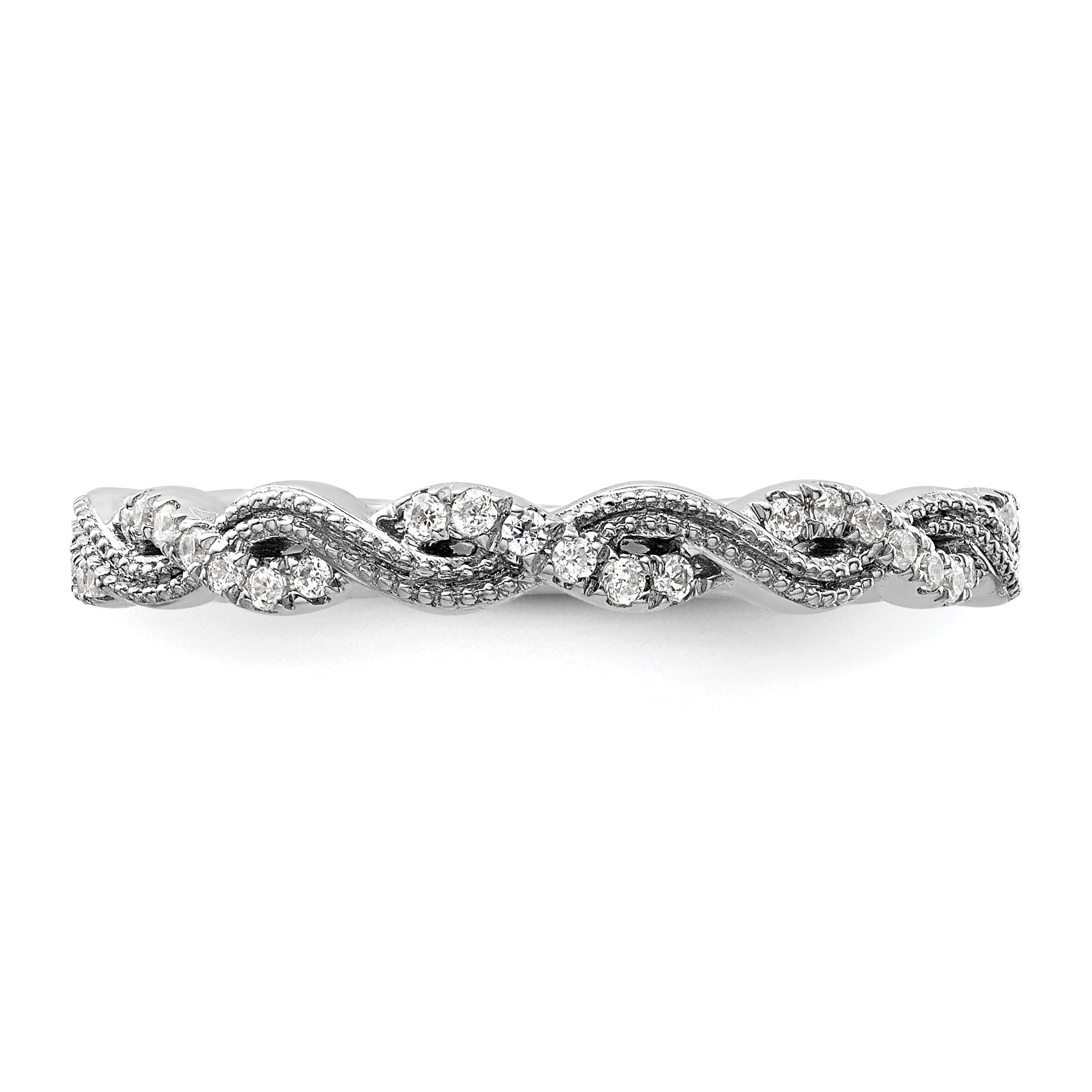 0.16 Ct Round Lab Grown Diamond Pavé 14K White Gold Twist Wedding Enhancer Band