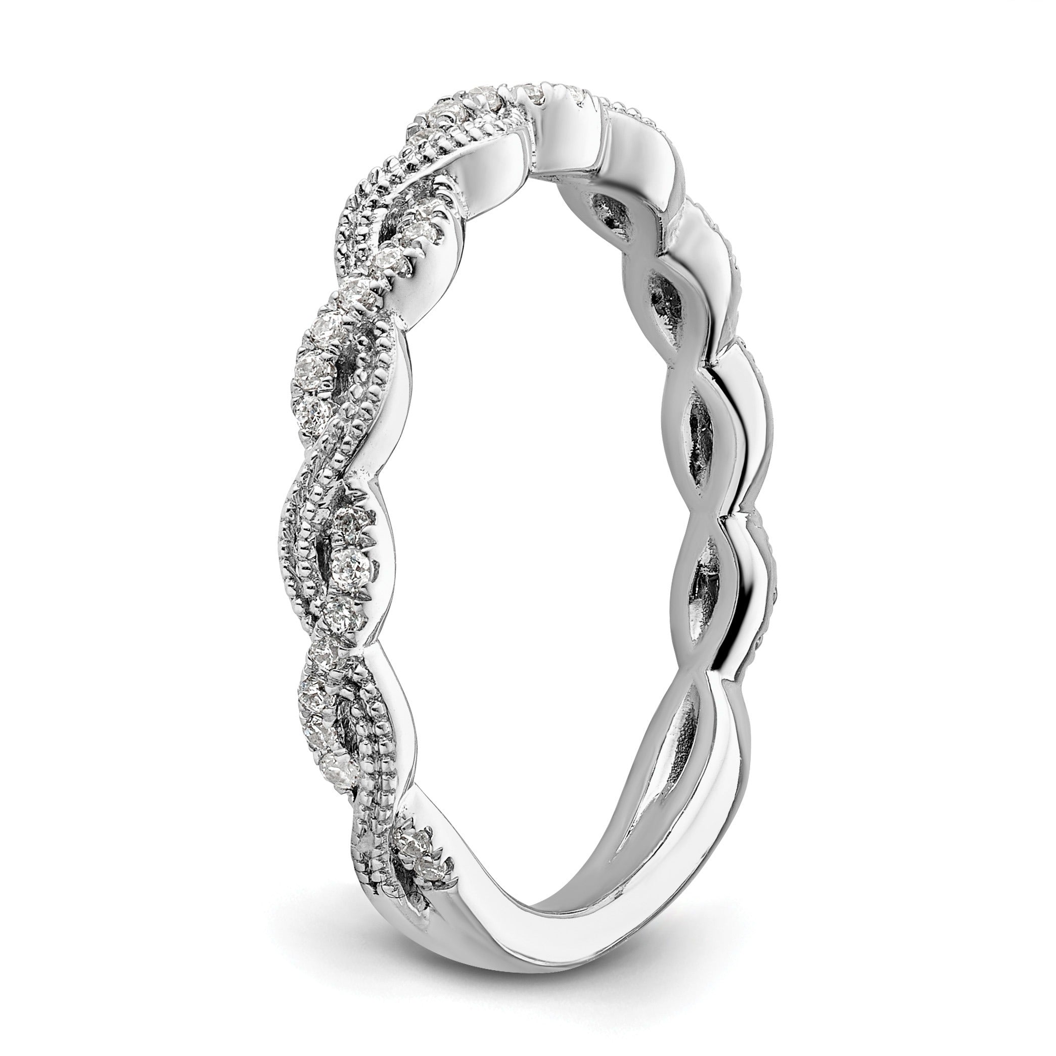 0.16 Ct Round Lab Grown Diamond Pavé 14K White Gold Twist Wedding Enhancer Band
