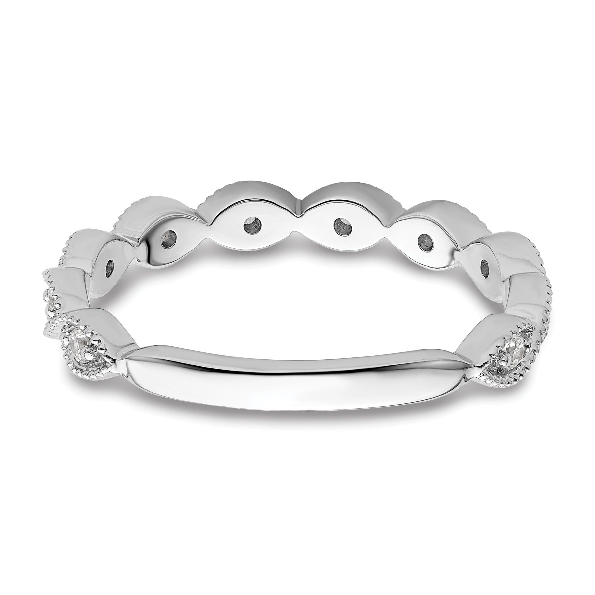 0.16 Ct Round Lab Grown Diamond Bezel 14K White Gold Wedding Enhancer Band