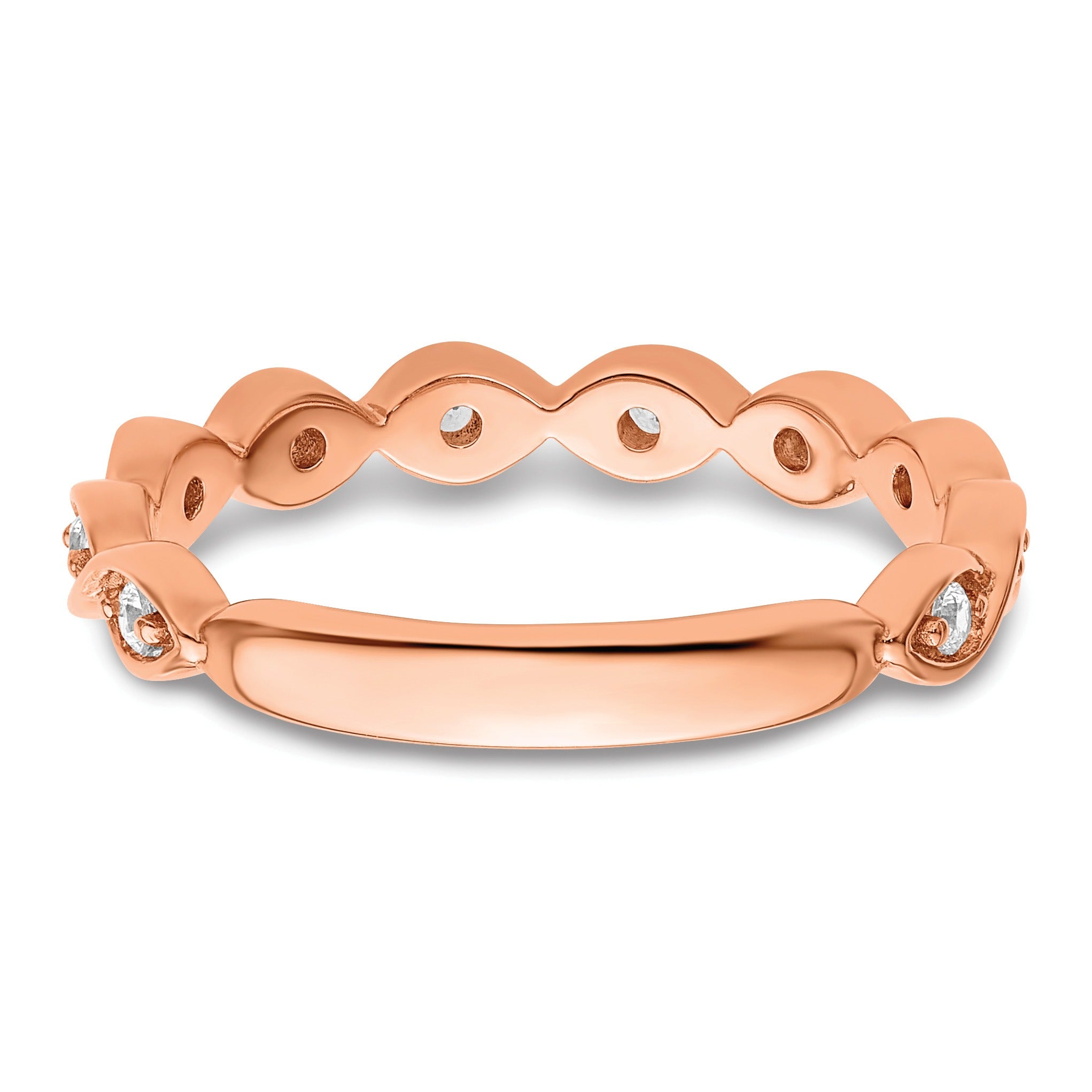 0.20 Ct Round Lab Grown Diamond Bezel 14K Rose Gold Twist Wedding Enhancer Band