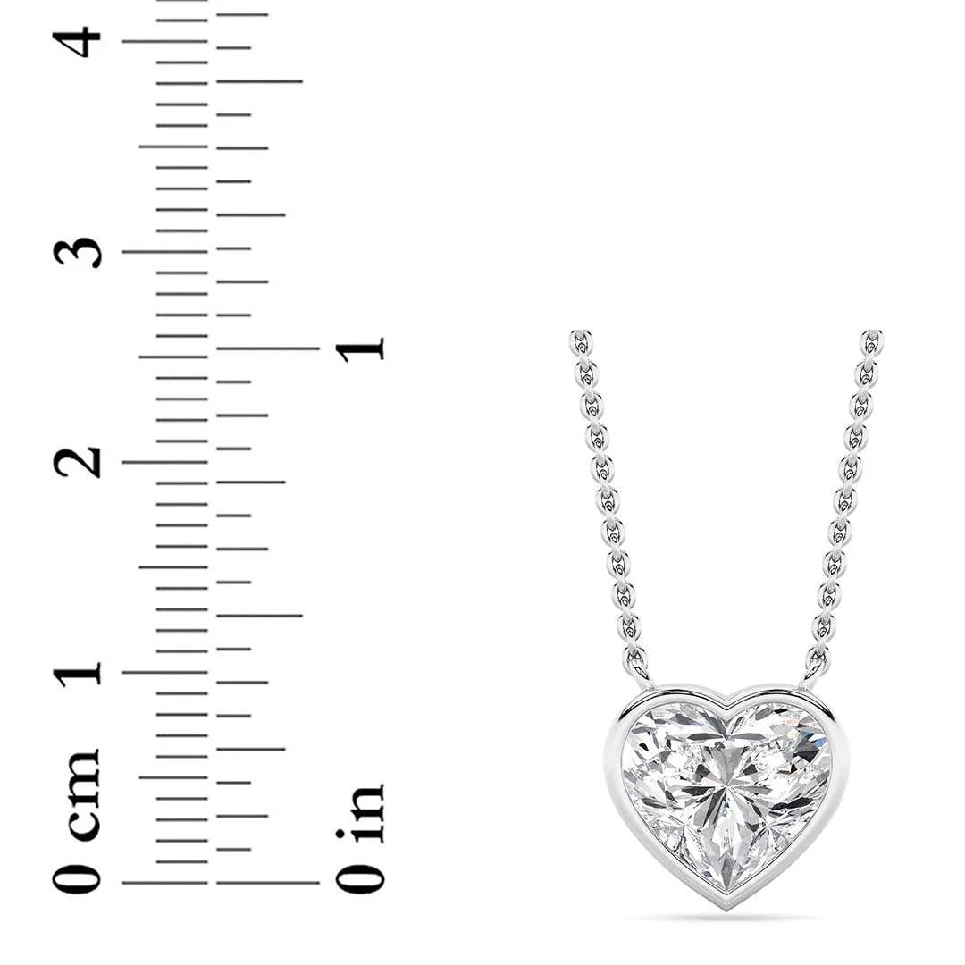 Heart Lab Grown Diamond (F/VS ) Prong 14K White Gold Pendant Necklace