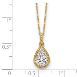 Lab Grown Diamond Teardrop Pendant Necklace Gold