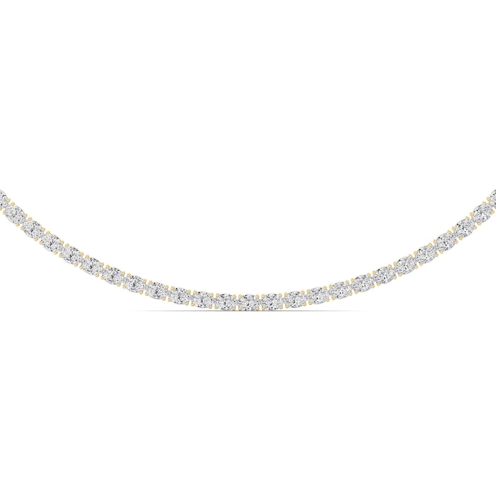 Oval (F/VS) Lab Grown Diamond Prong 14K Yellow Gold Classic Eternity Tennis Necklace