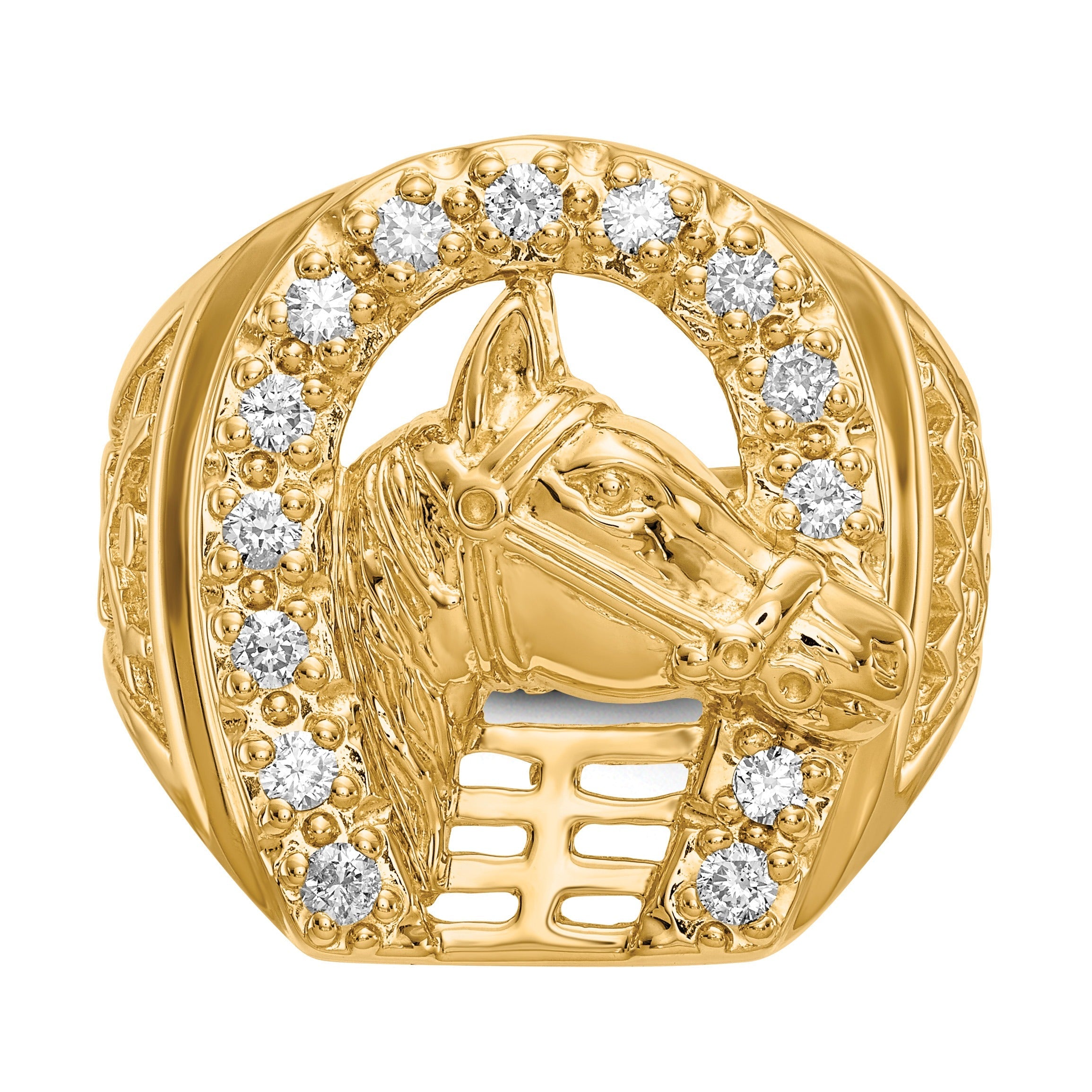 14k Gold 1/2 ct Lab Grown Diamond Horse Men's Ring