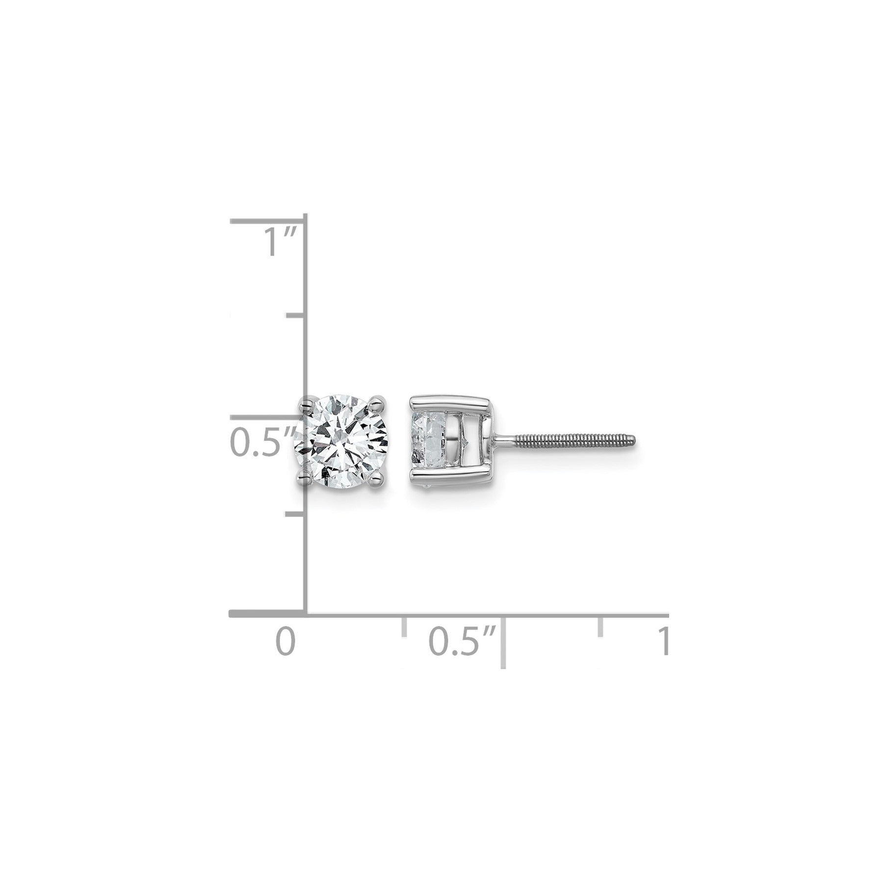 14K White Gold Round Lab Grown Diamond Stud Earrings