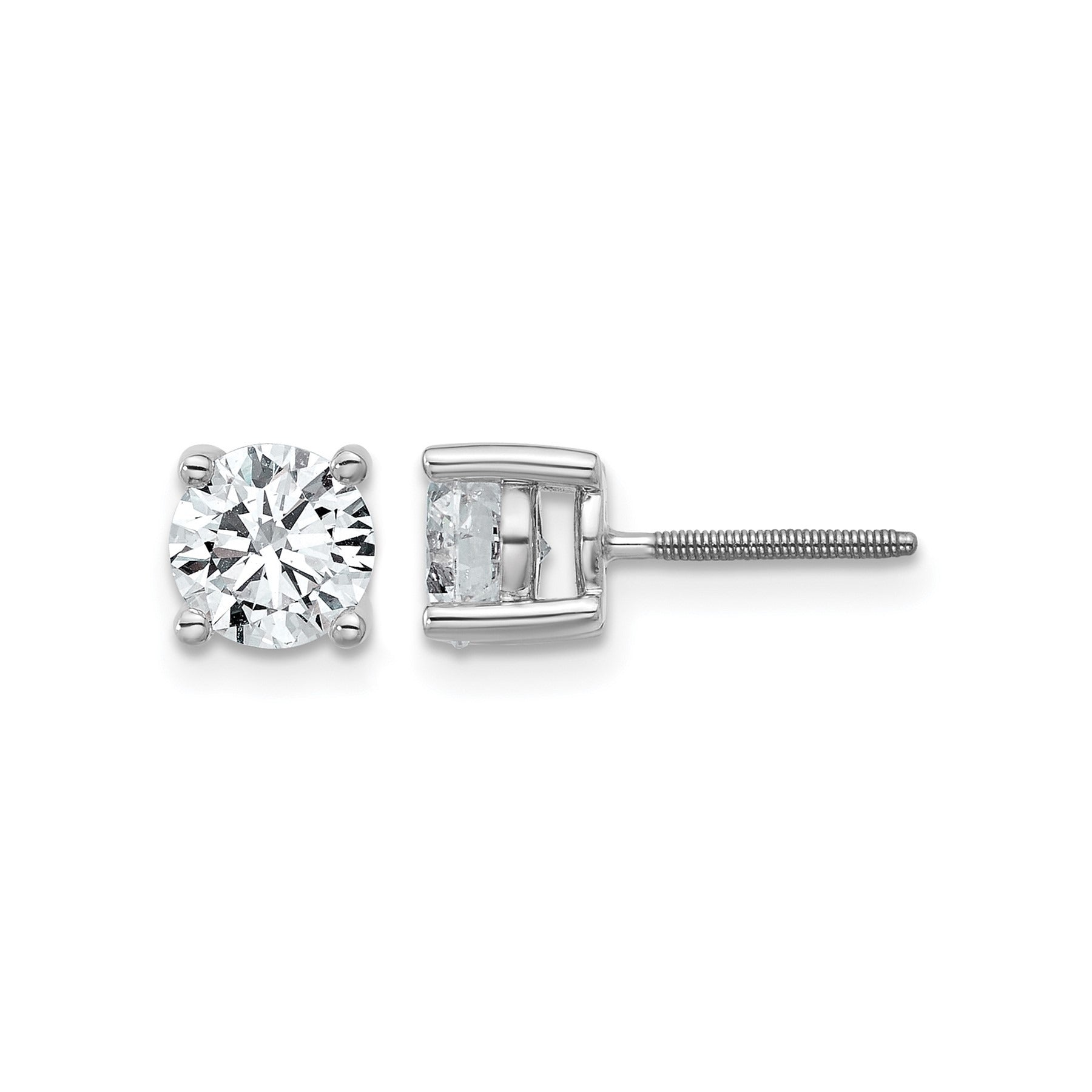 14K White Gold Round Lab Grown Diamond Stud Earrings