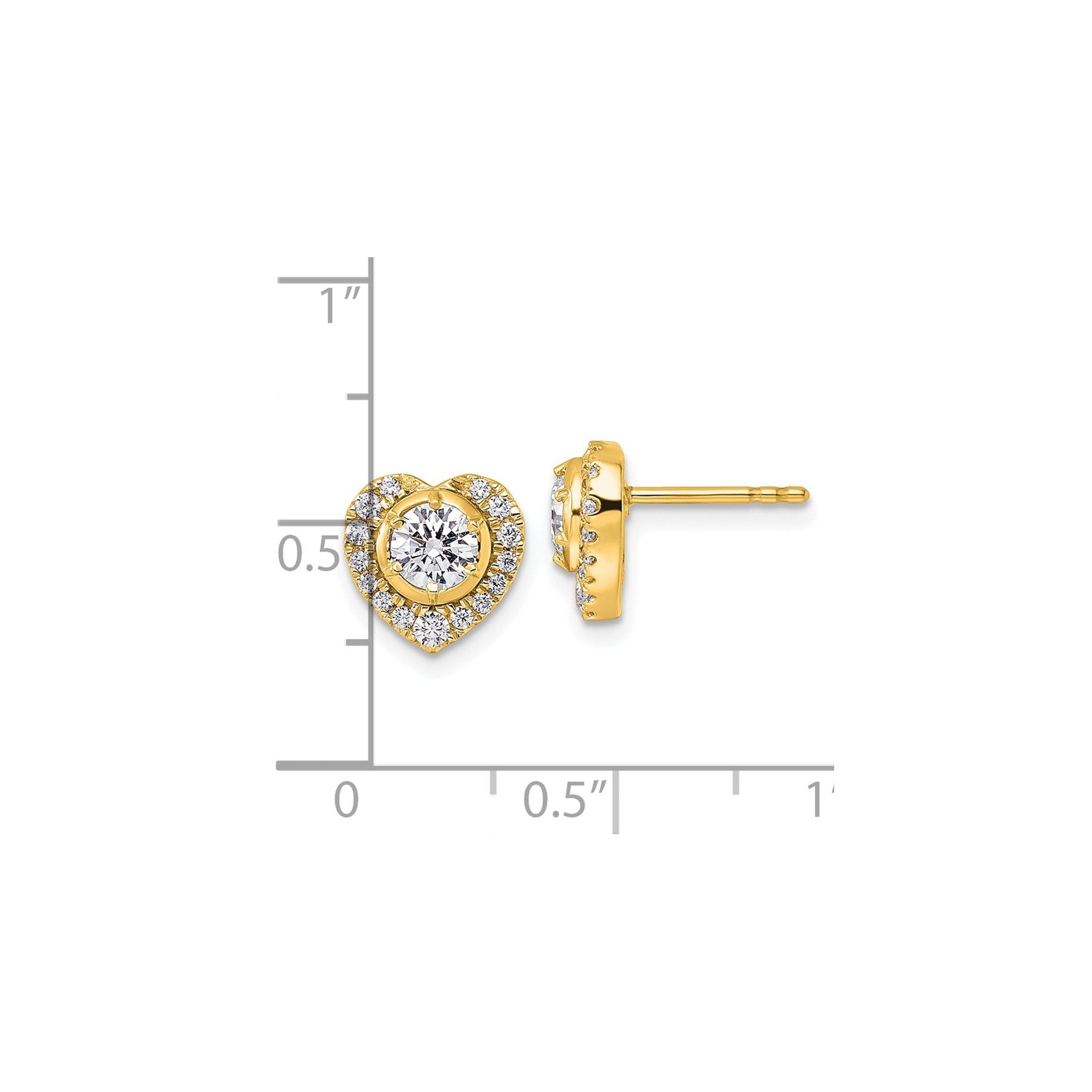 14K Gold Lab Grown Diamond Heart Stud Earrings