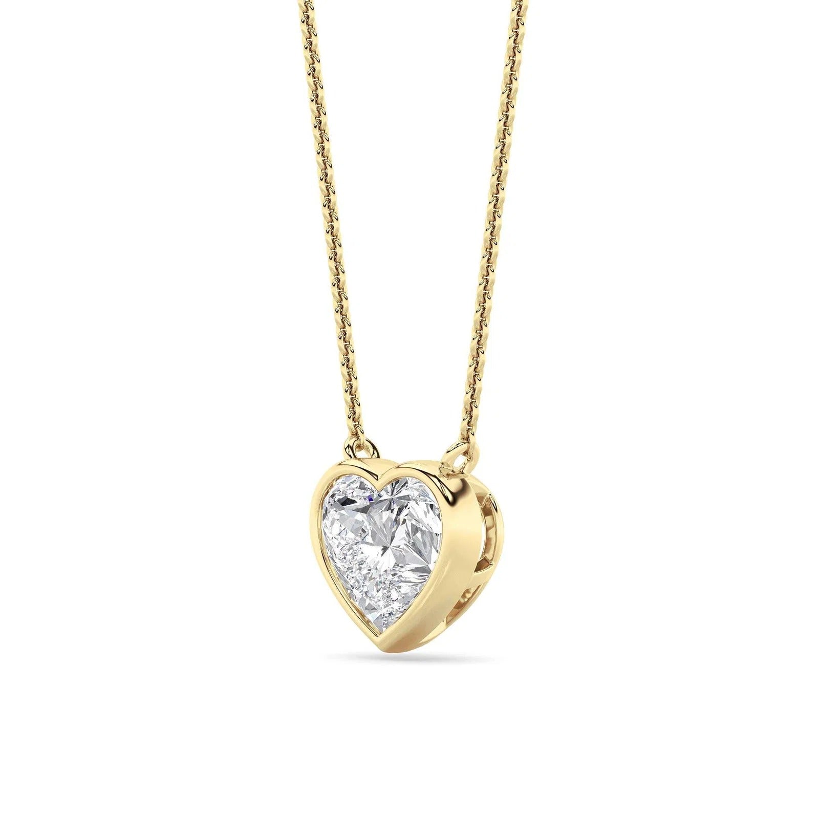 Heart Lab Grown Diamond (F/VS ) Prong 14k Yellow Gold Pendant Necklace