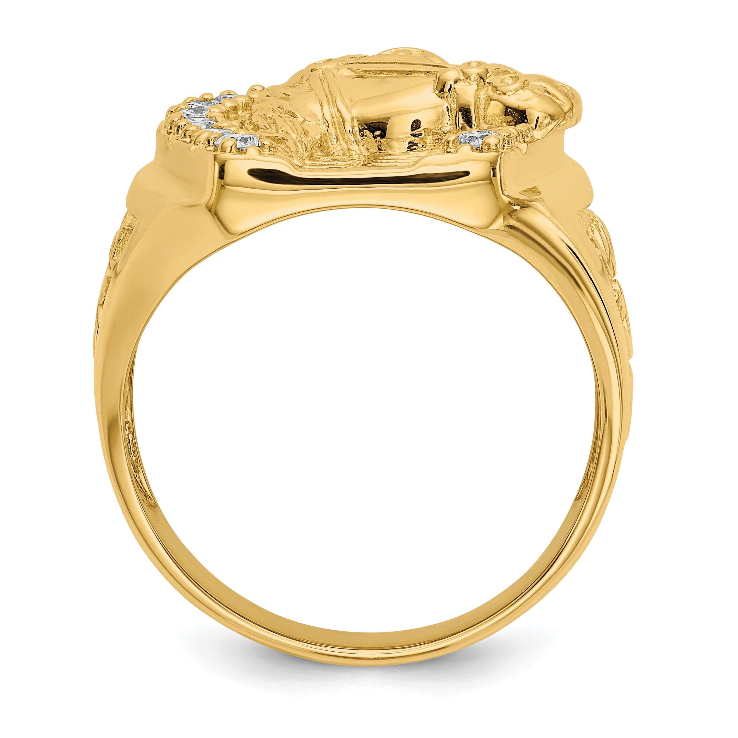 14k Gold 1/2 ct Lab Grown Diamond Horse Men's Ring