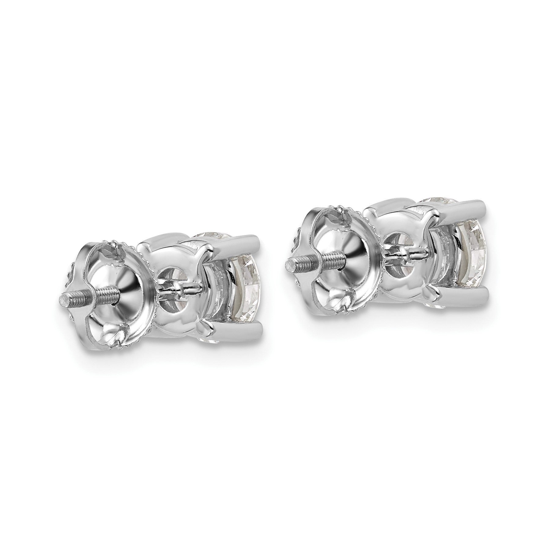 14k White Gold Lab Grown Diamond Four Prong Stud Earrings