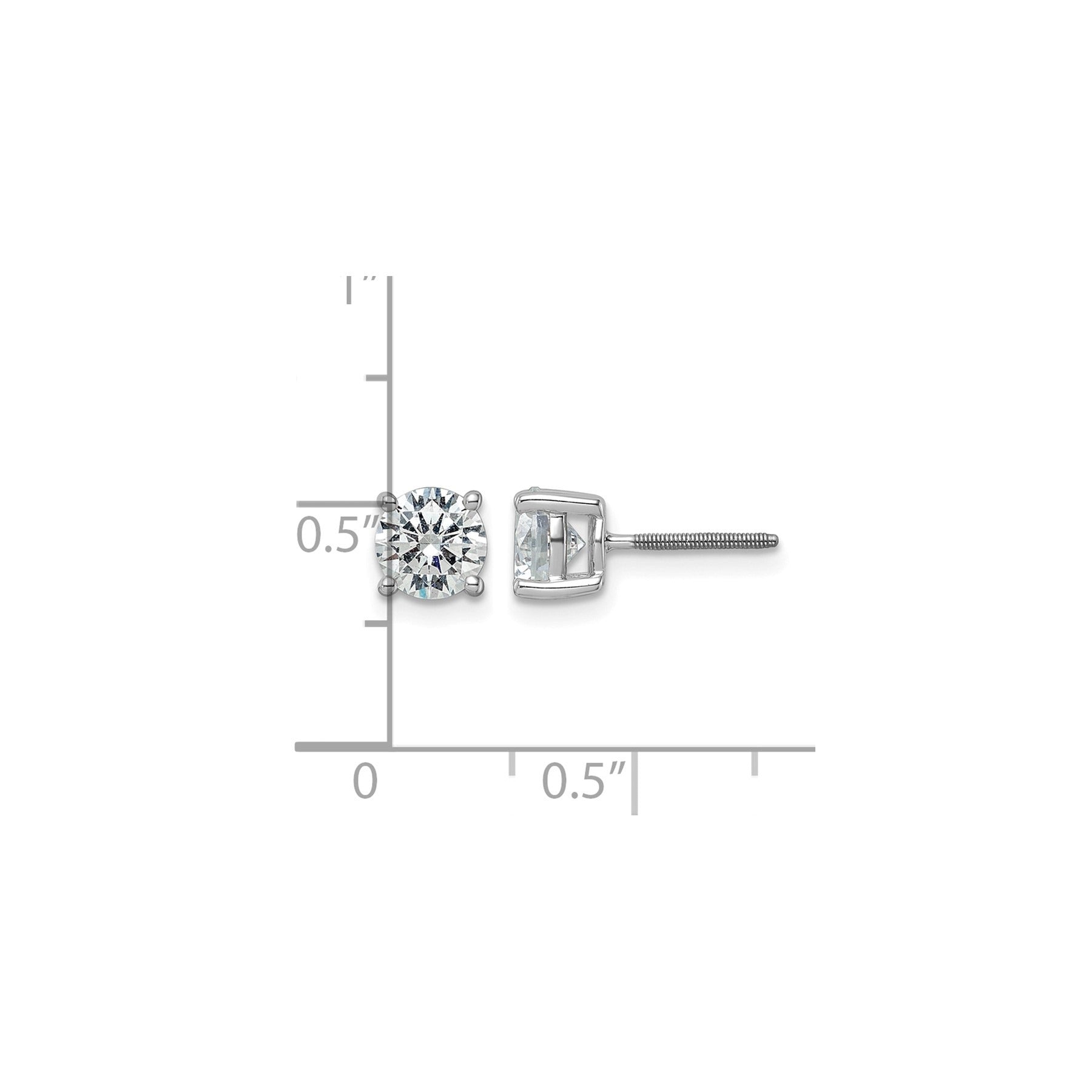 14k White Gold Lab Grown Diamond Four Prong Stud Earrings