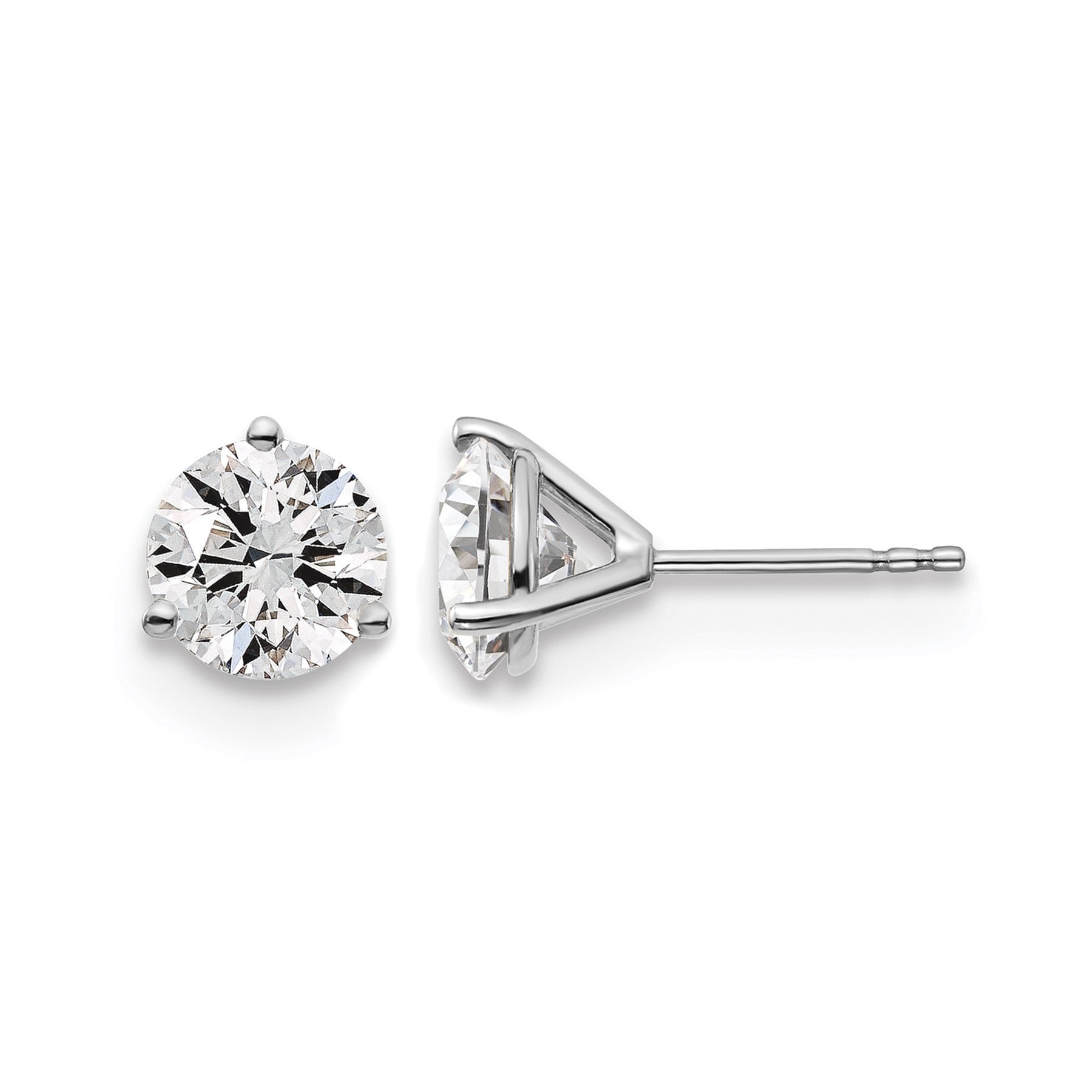 14K White Gold Round Shape Lab Diamond Stud Earrings