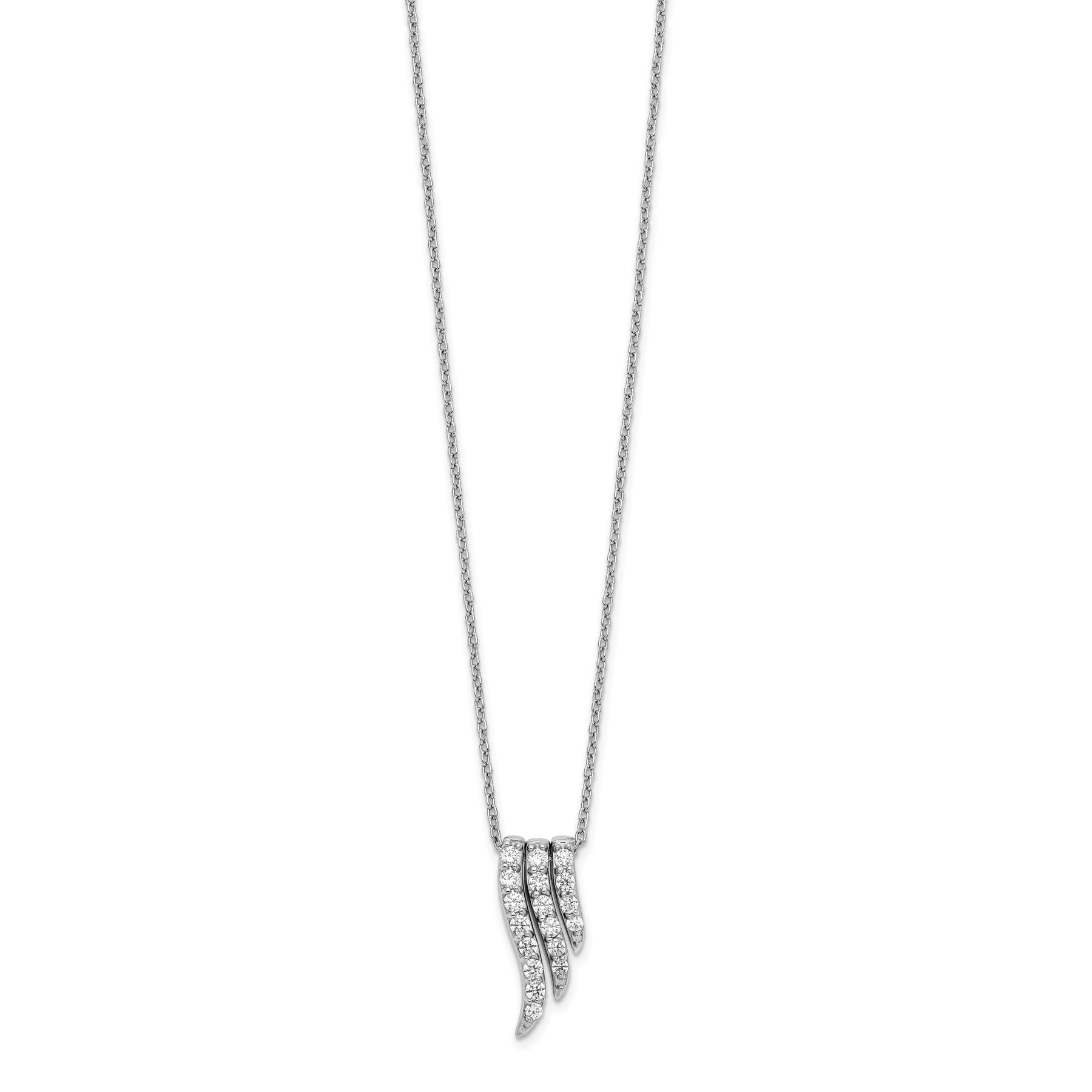 14k White Gold Lab Grown Diamond Dangle Pendant Necklace