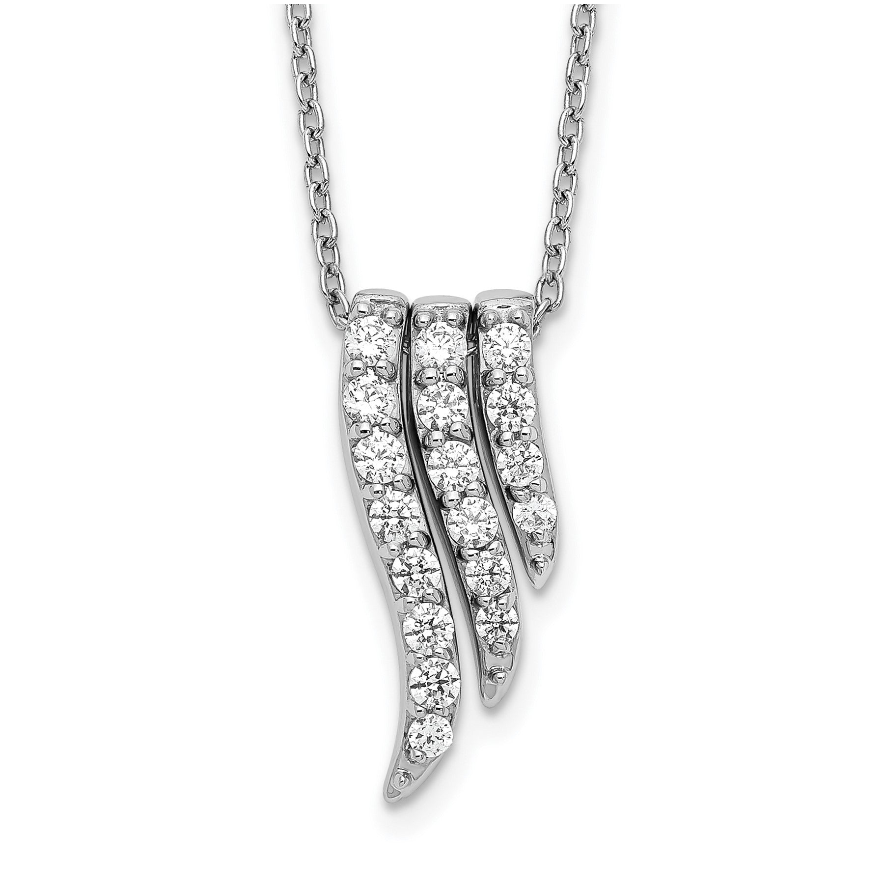 14k White Gold Lab Grown Diamond Dangle Pendant Necklace
